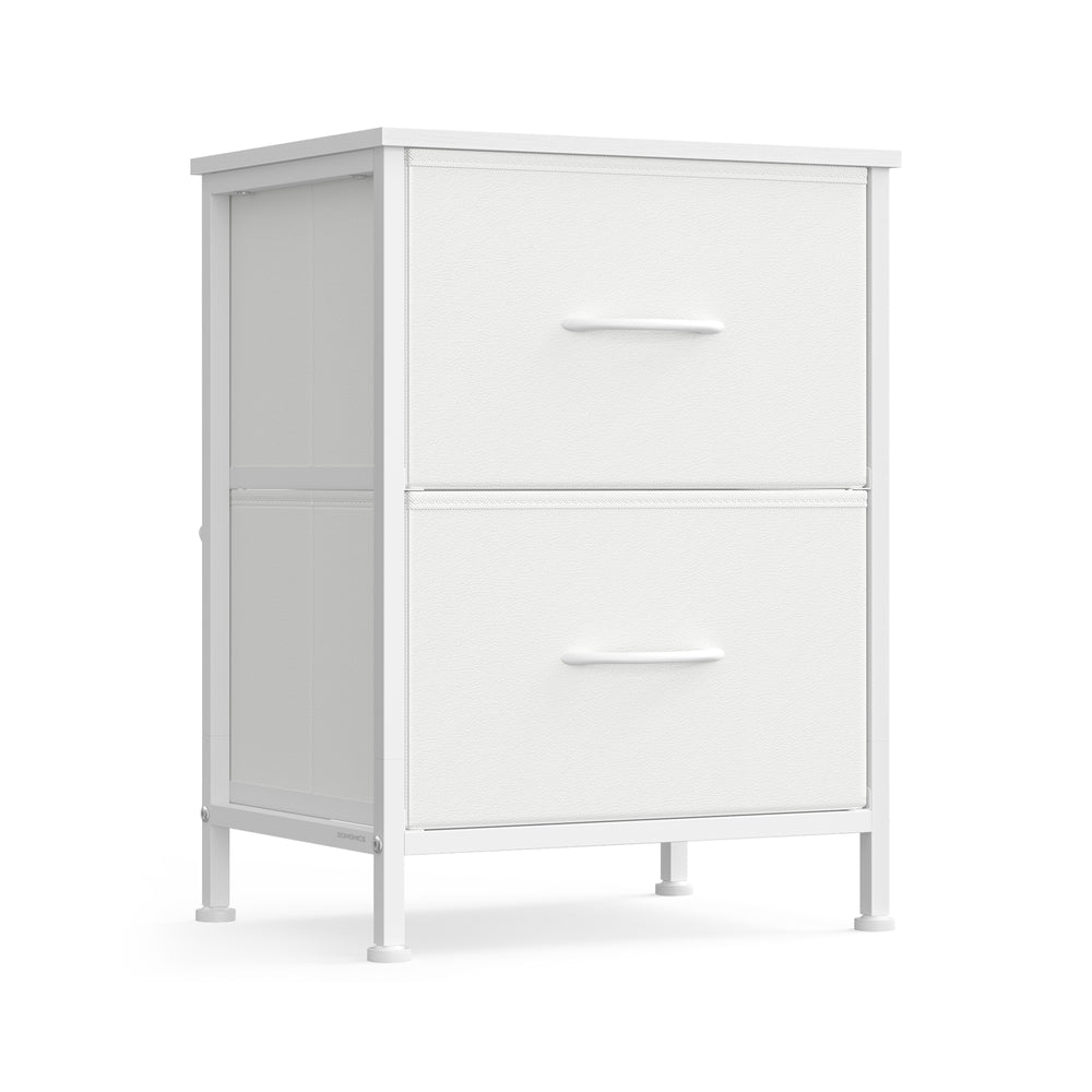 2-Drawer Bedside Table - MDF - Ink Black - Non-Woven Fabric Storage Drawers