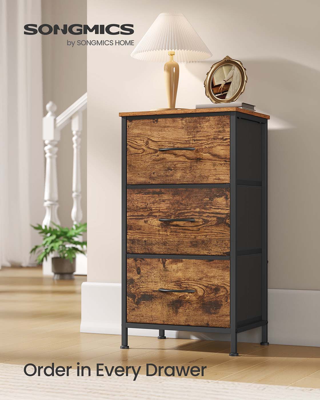 3-Drawer Chest - Non-Woven Fabric - Ink Black - Sturdy Design for Everyday Use