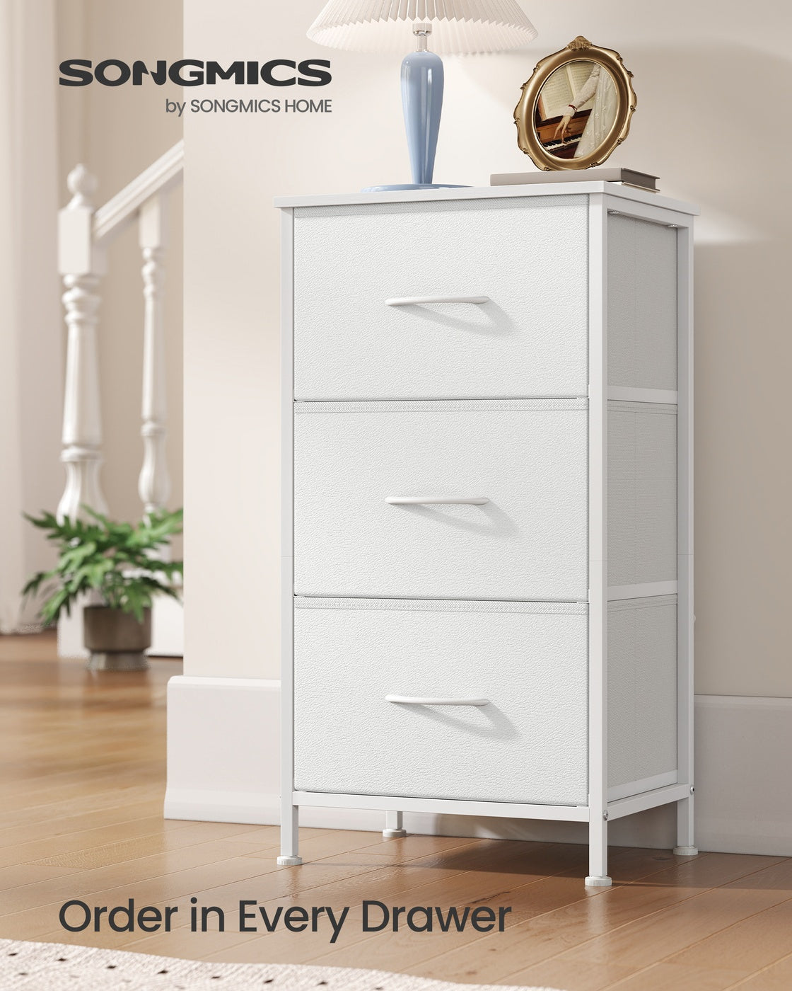 Chest of Drawers - Steel - Ink Black - 3 Non-Woven Fabric Drawers
