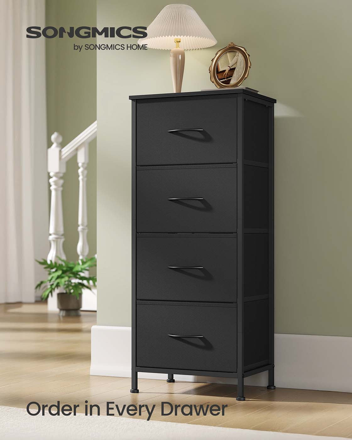 4-Drawer Chest - Steel - Ink Black - Versatile Fabric Storage
