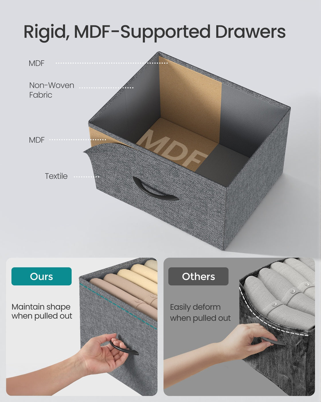 BELLAH Collection Chest of Drawers 4 Drawers - MDF and Wood - Slate Grey