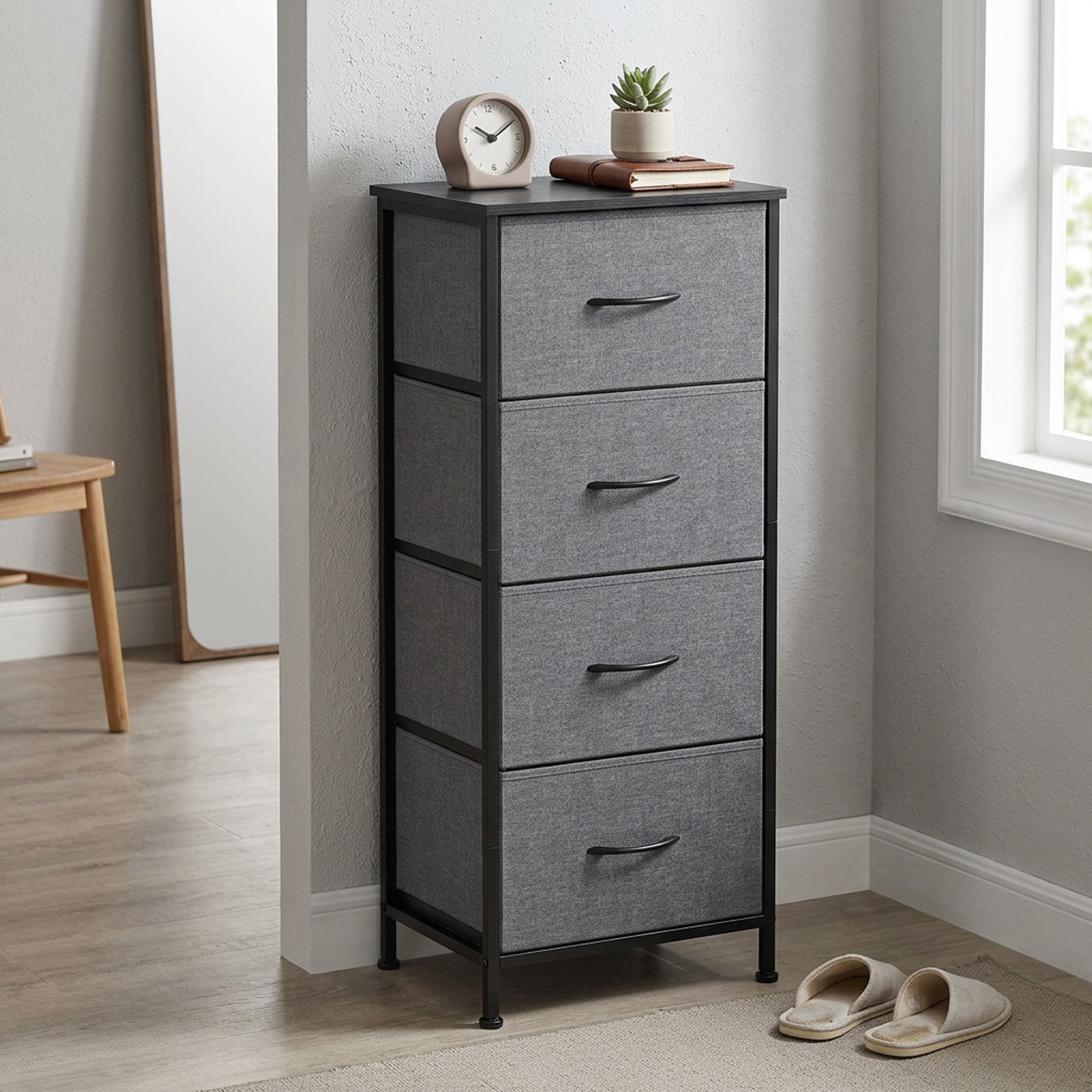 Chest of Drawers - Steel with Anti-Tip Kit - Gray - 30 x 39.6 x 95.2 cm