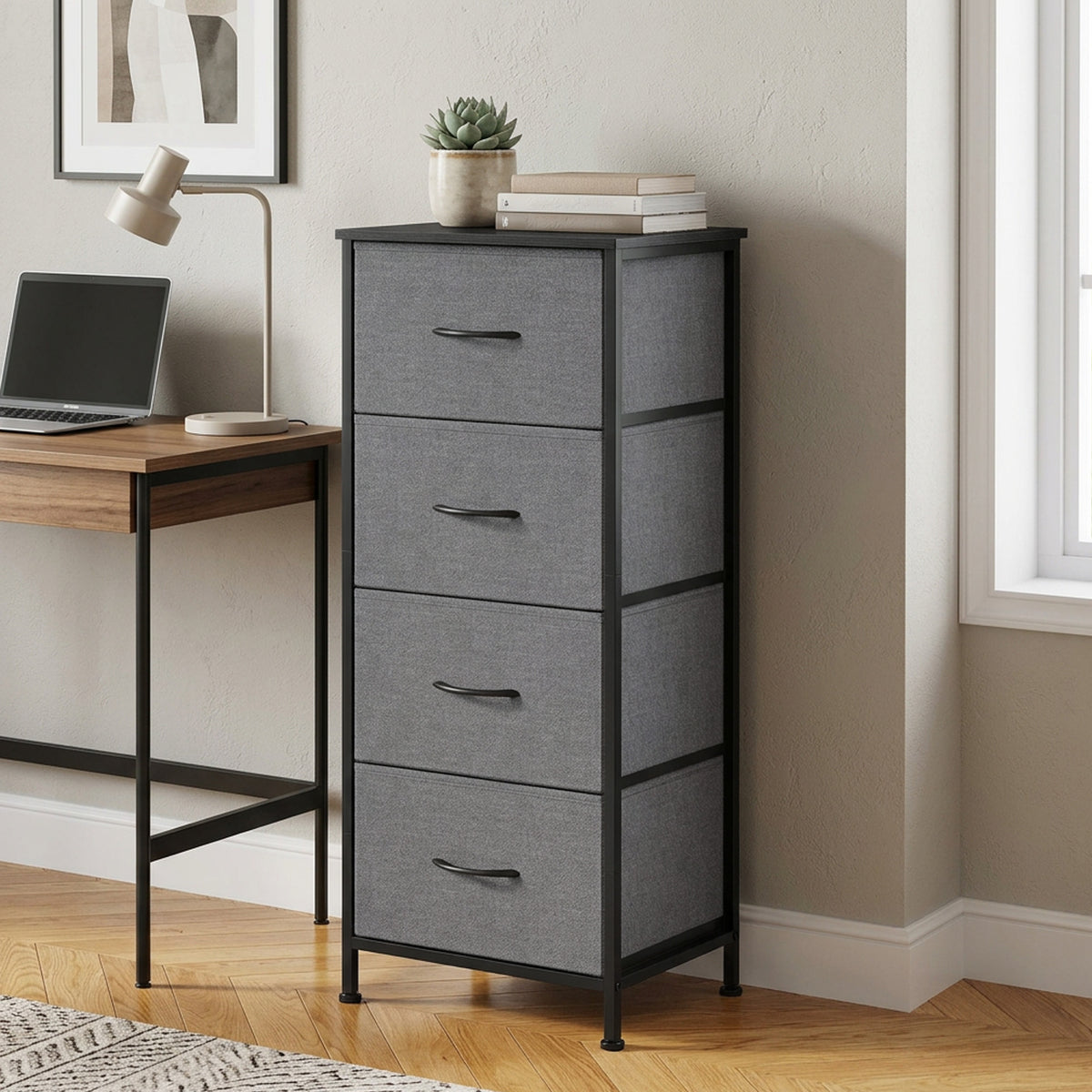 Chest of Drawers - Steel with Anti-Tip Kit - Gray - 30 x 39.6 x 95.2 cm