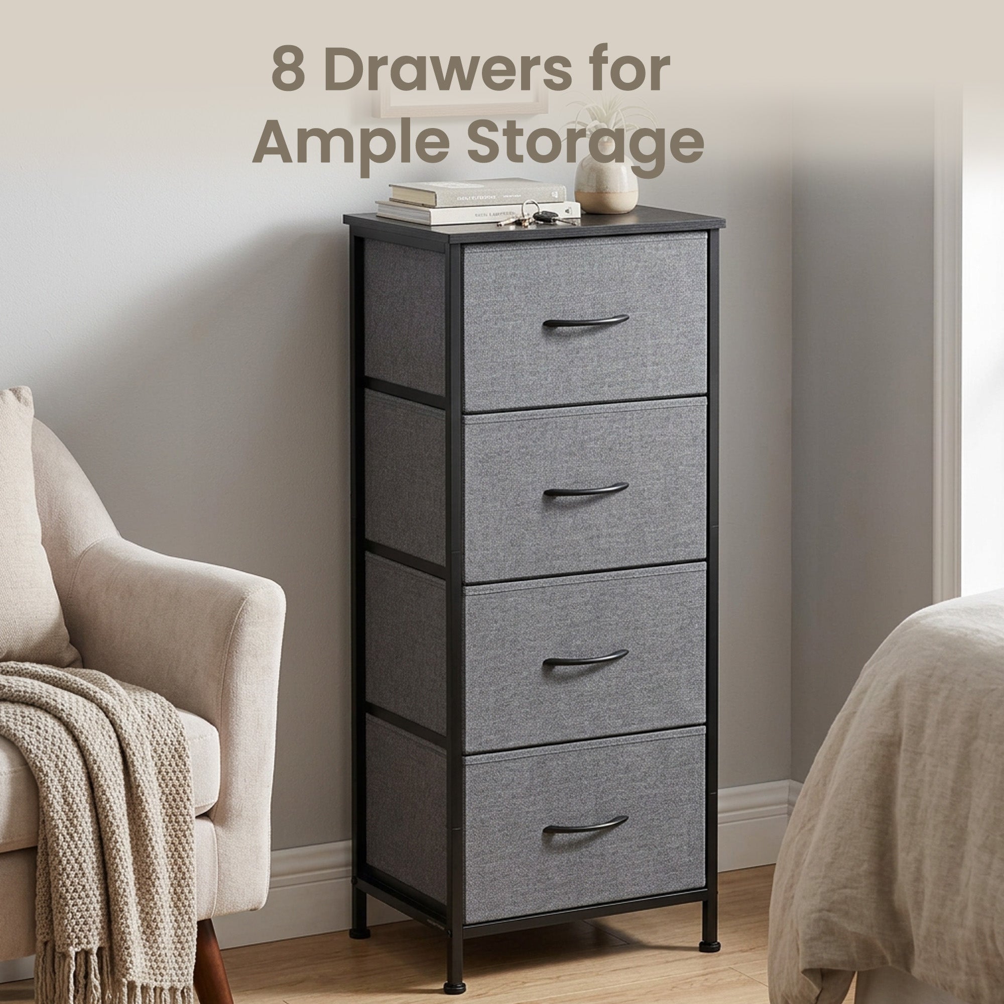 Chest of Drawers - Steel with Anti-Tip Kit - Gray - 30 x 39.6 x 95.2 cm