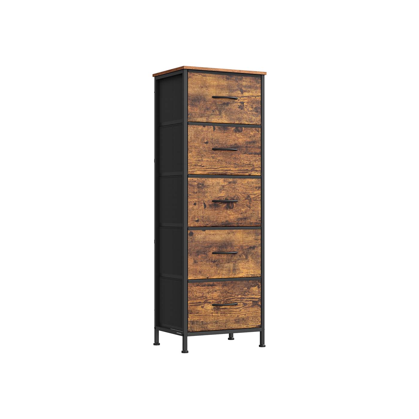 5-Drawer Chest - Steel - Ink Black - Versatile Fabric Storage