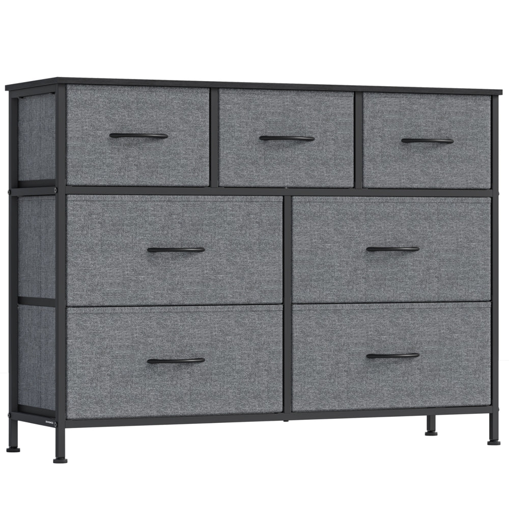 BELLAH Collection Chest of Drawers 7 Drawers - MDF and Wood - Slate Grey