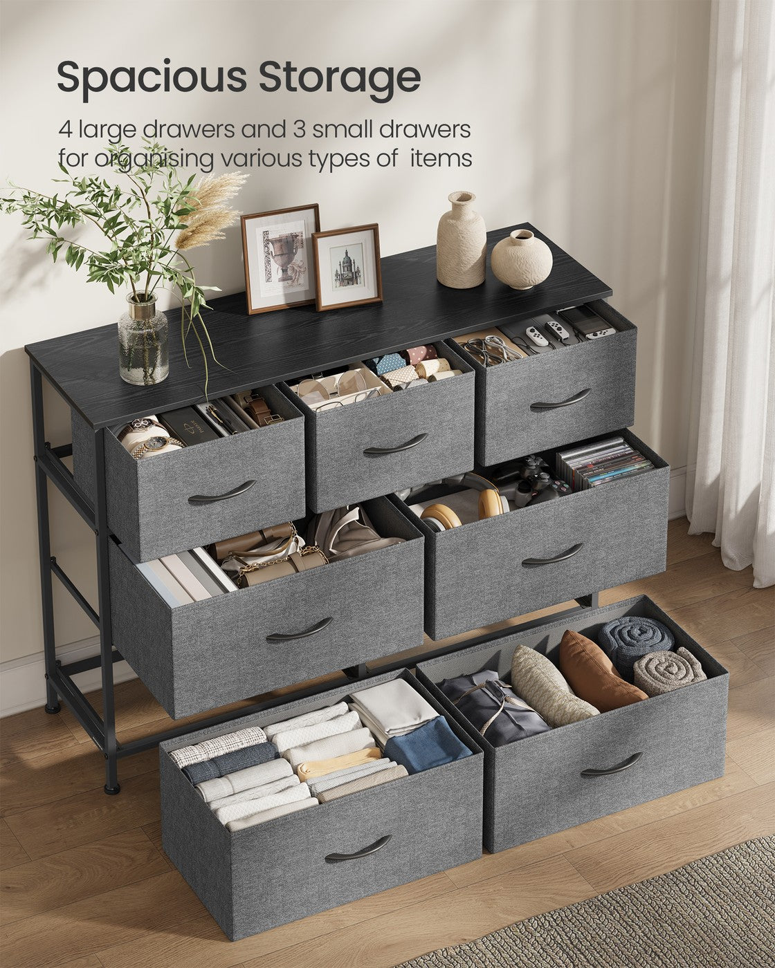 BELLAH Collection Chest of Drawers 7 Drawers - MDF and Wood - Slate Grey