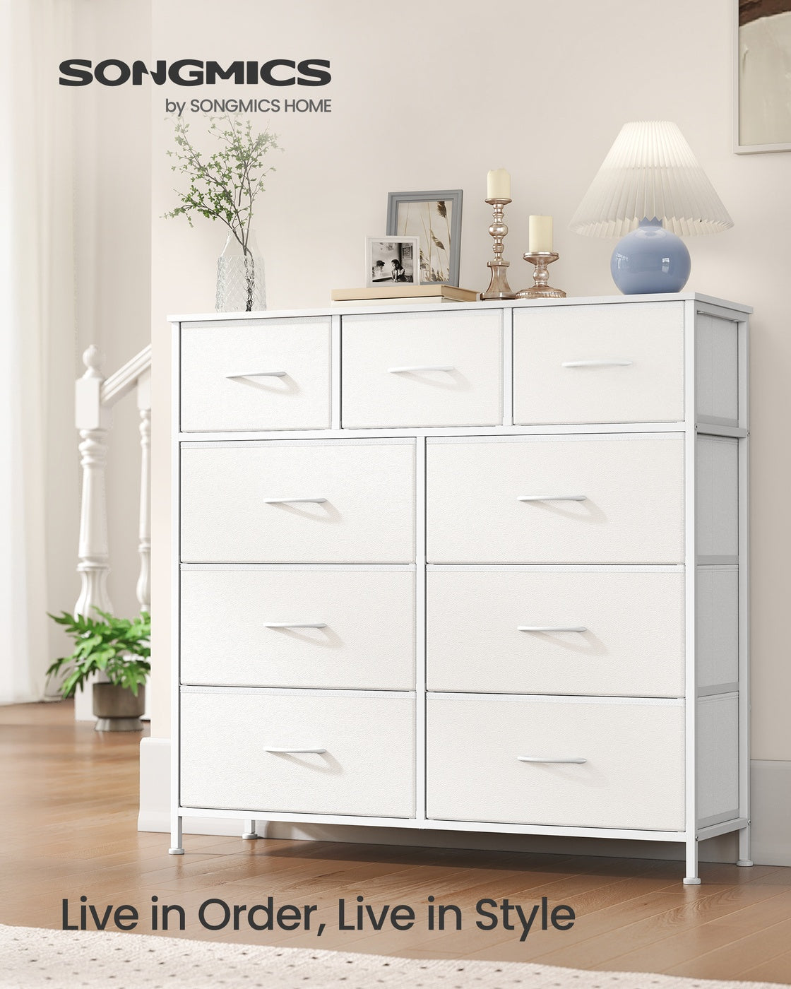 Chest of Drawers - 9 Storage Drawers - MDF - Rustic Brown - Durable and Reliable Design