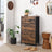 Fabric 5-Drawer Storage Organiser Unit - MDF and Metal - Rustic Brown