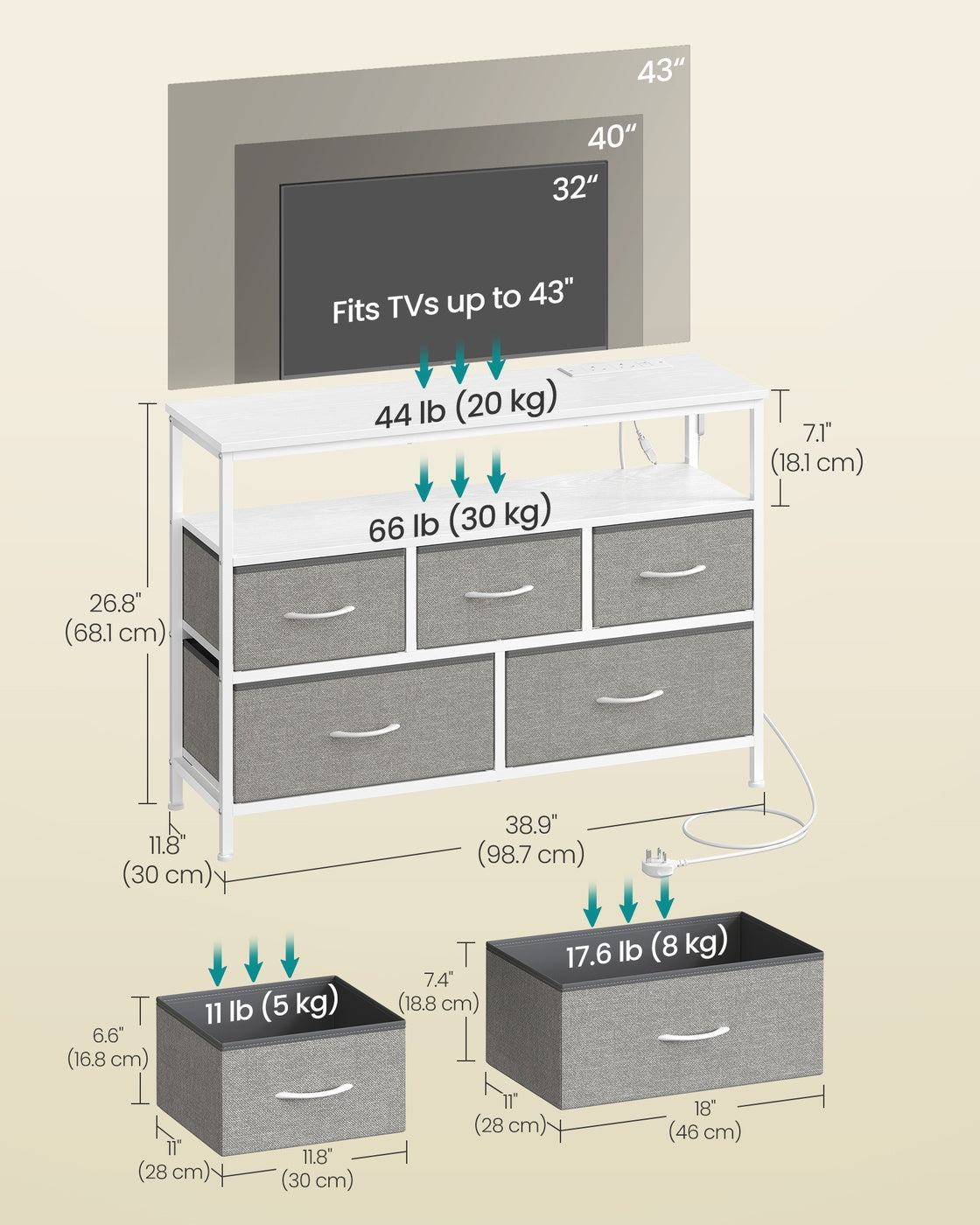 Chest of Drawers - 30L - Particleboard - Non-Woven Fabric