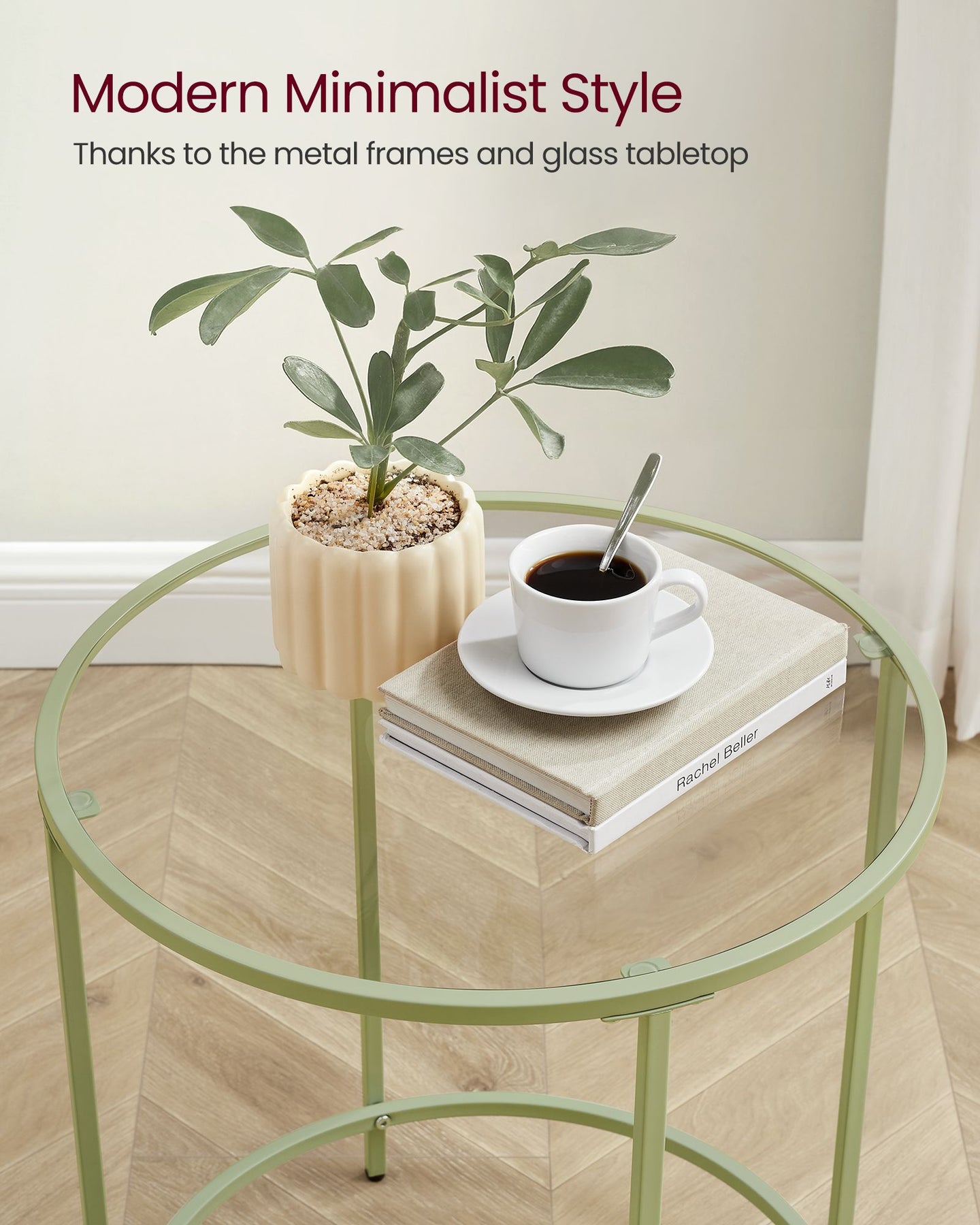 Round Side Table - Tempered Glass - Steel Frame