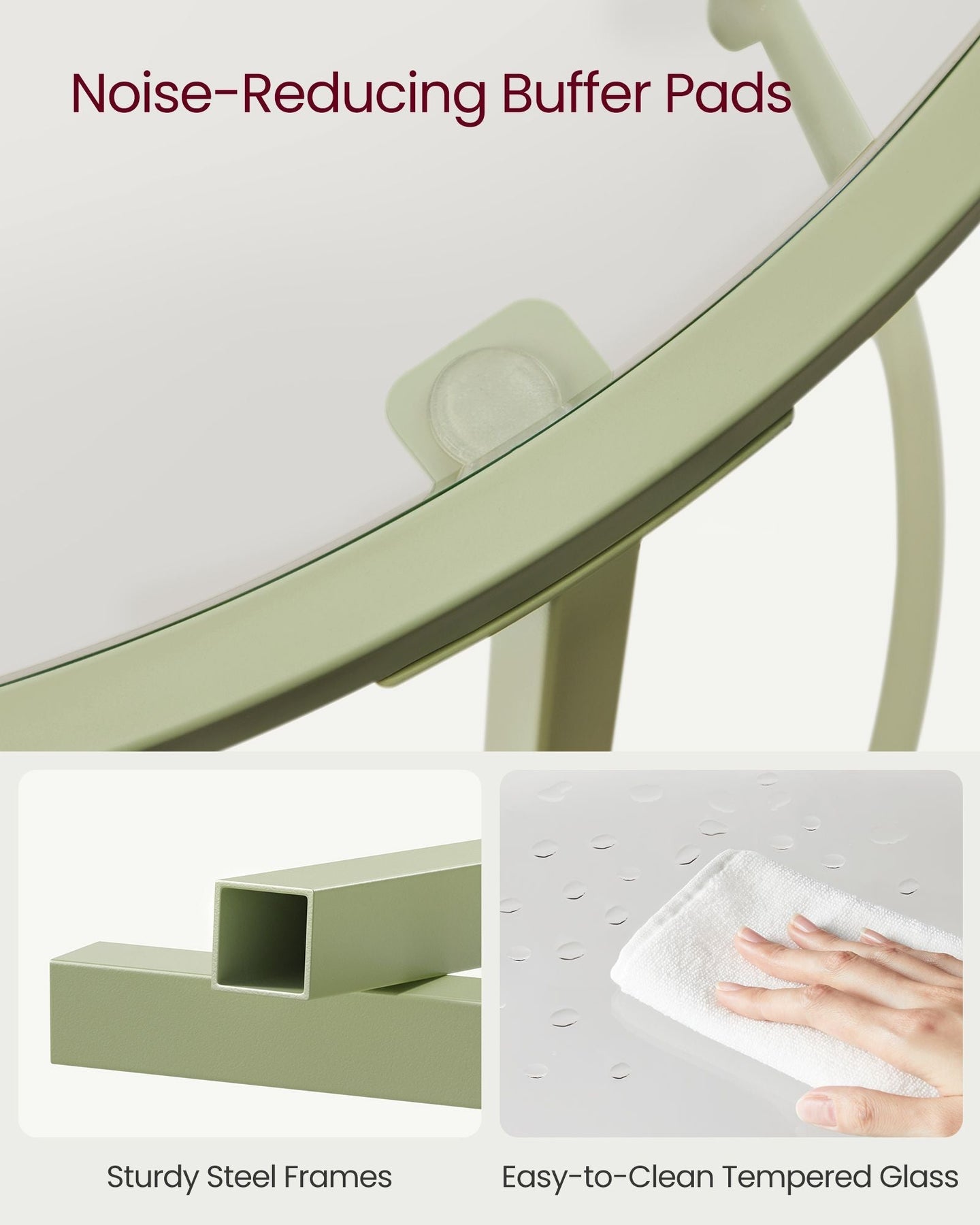 Round Side Table - Tempered Glass - Steel Frame