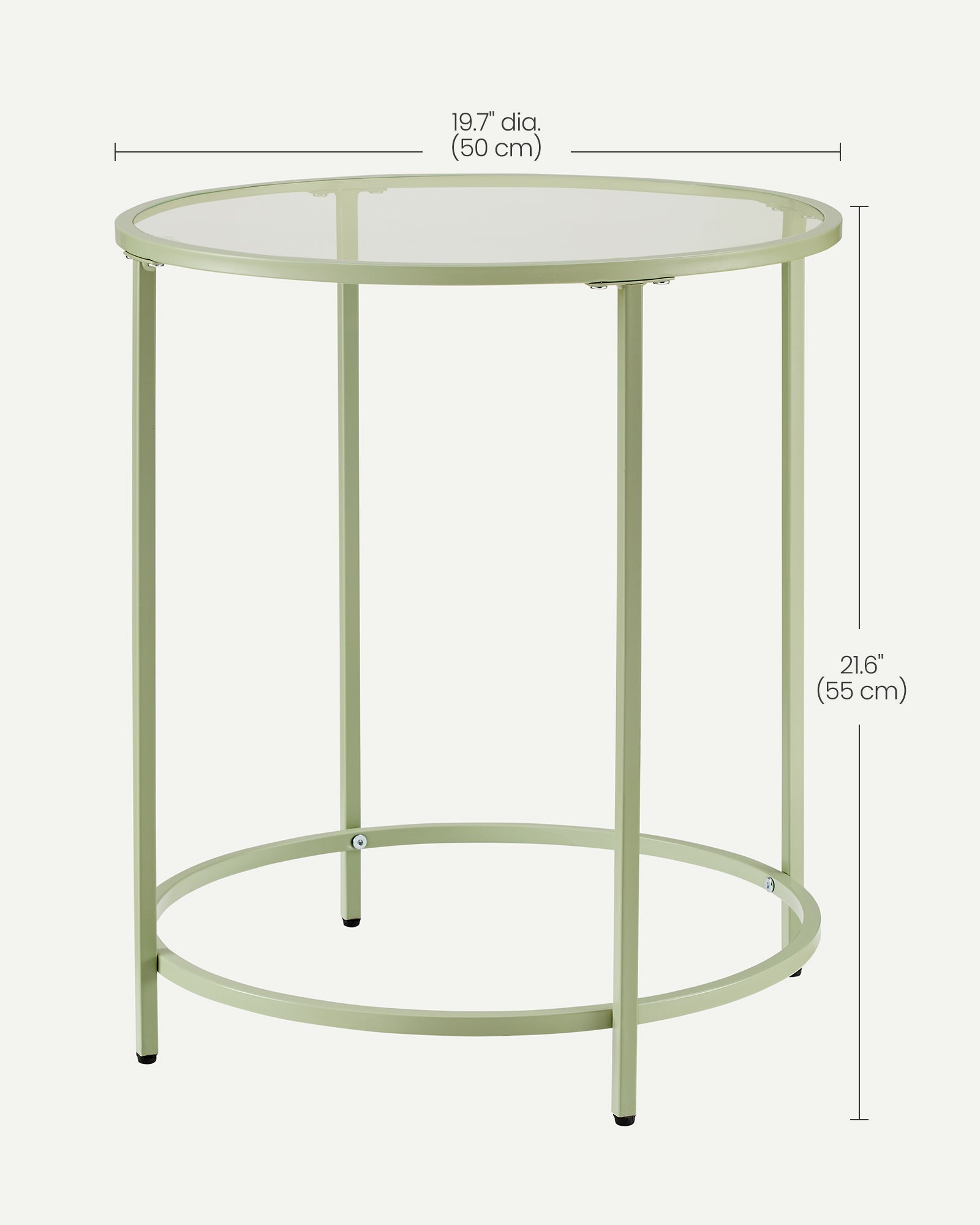 Round Side Table - Tempered Glass - Steel Frame