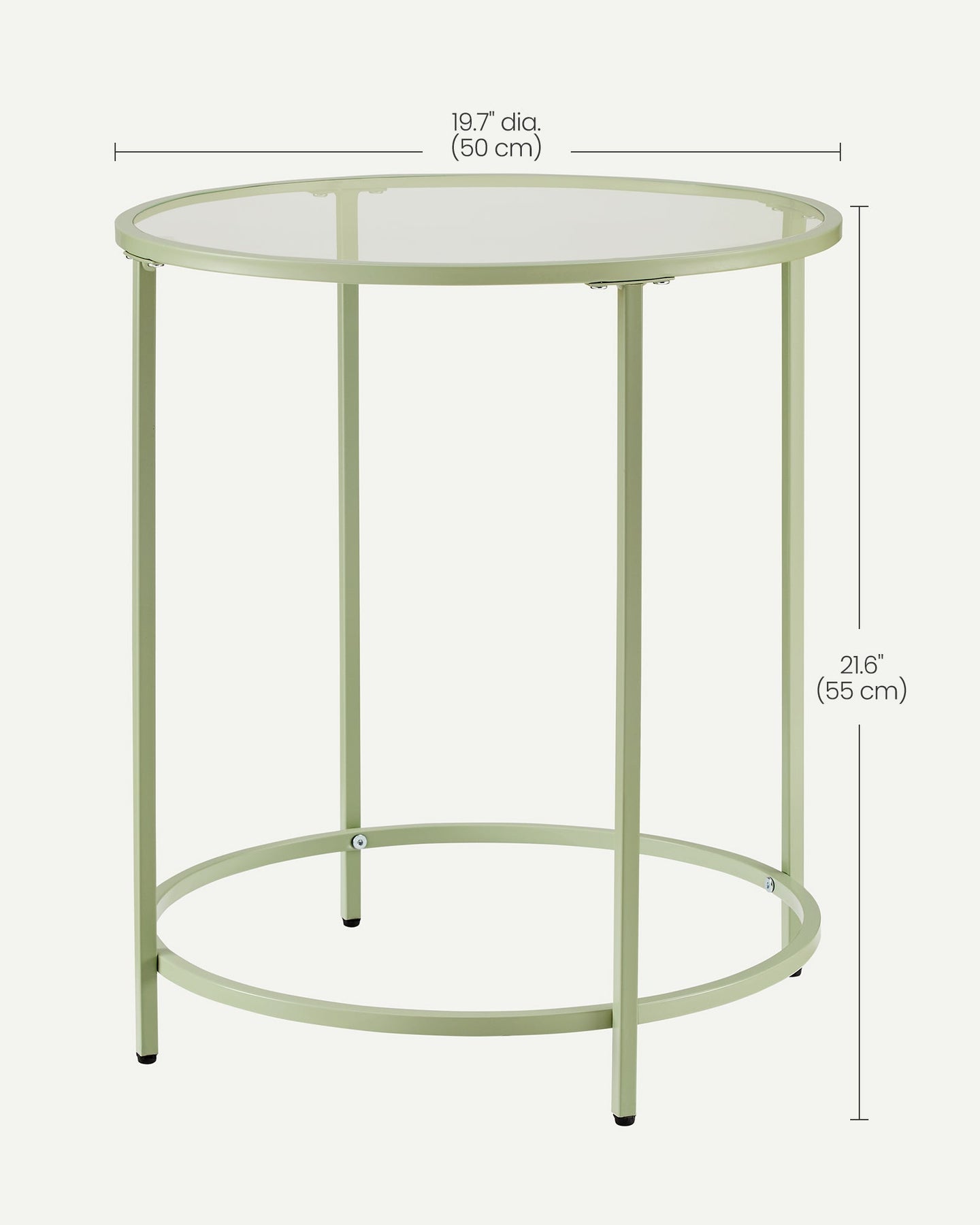 Round Side Table - Tempered Glass - Steel Frame