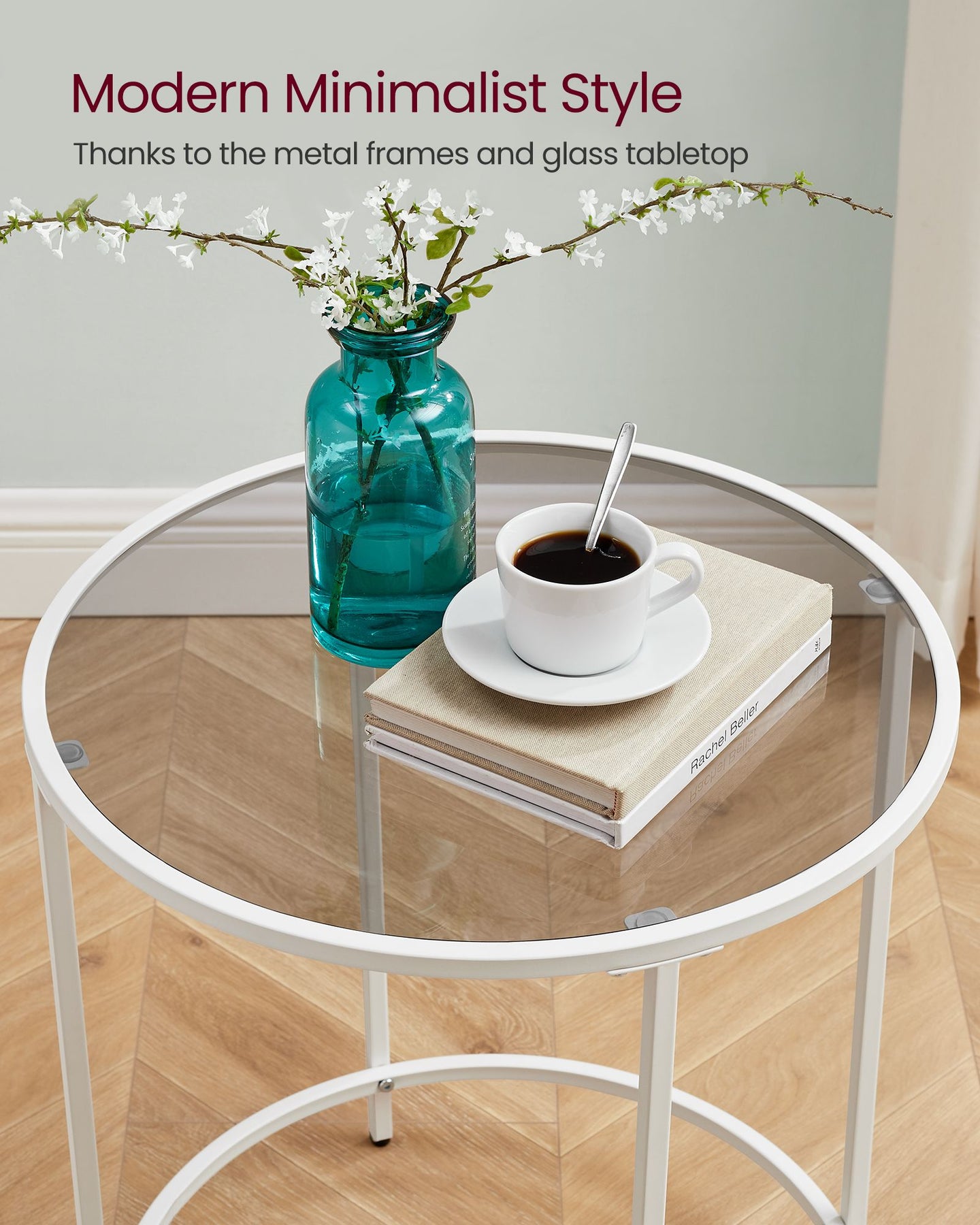 Round Side Table - Tempered Glass - Steel Frame