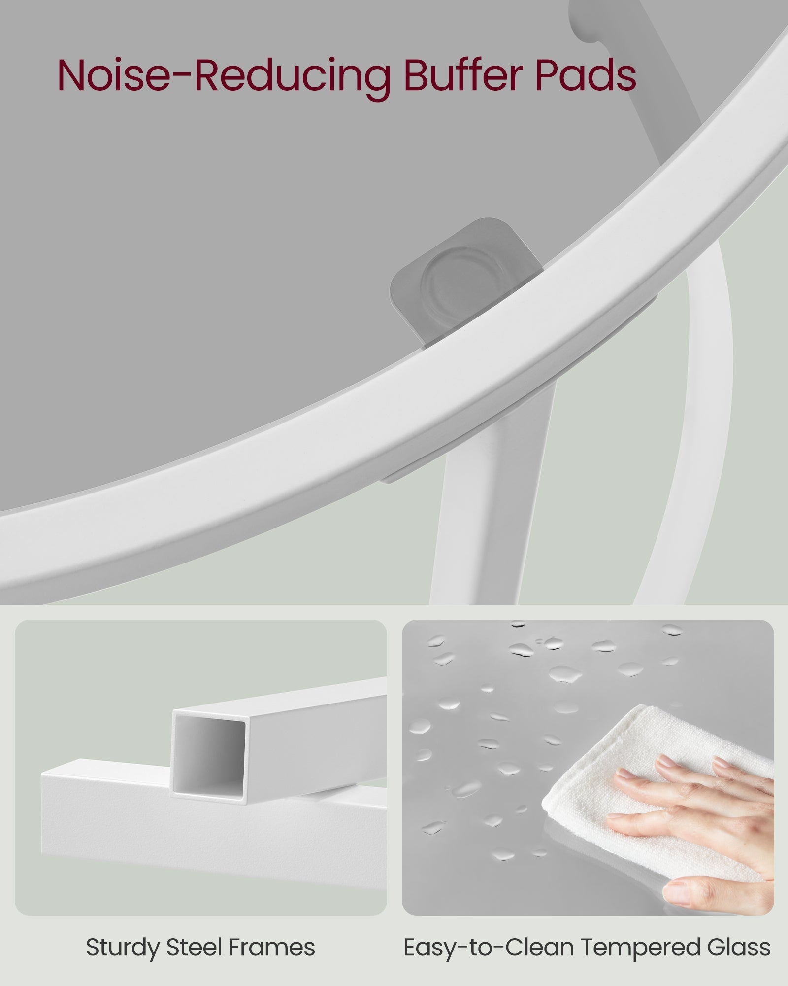 Round Side Table - Tempered Glass - Steel Frame