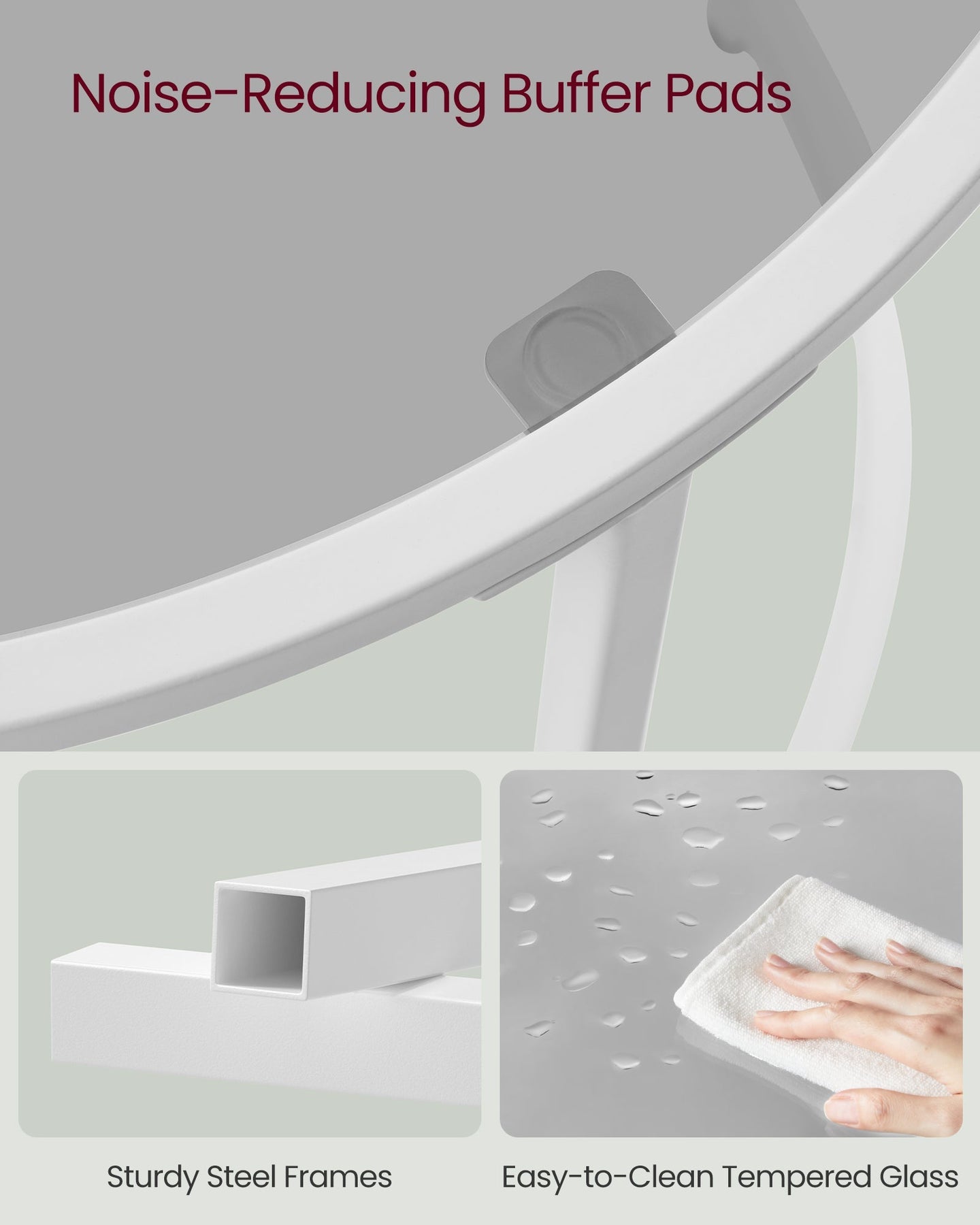 Round Side Table - Tempered Glass - Steel Frame