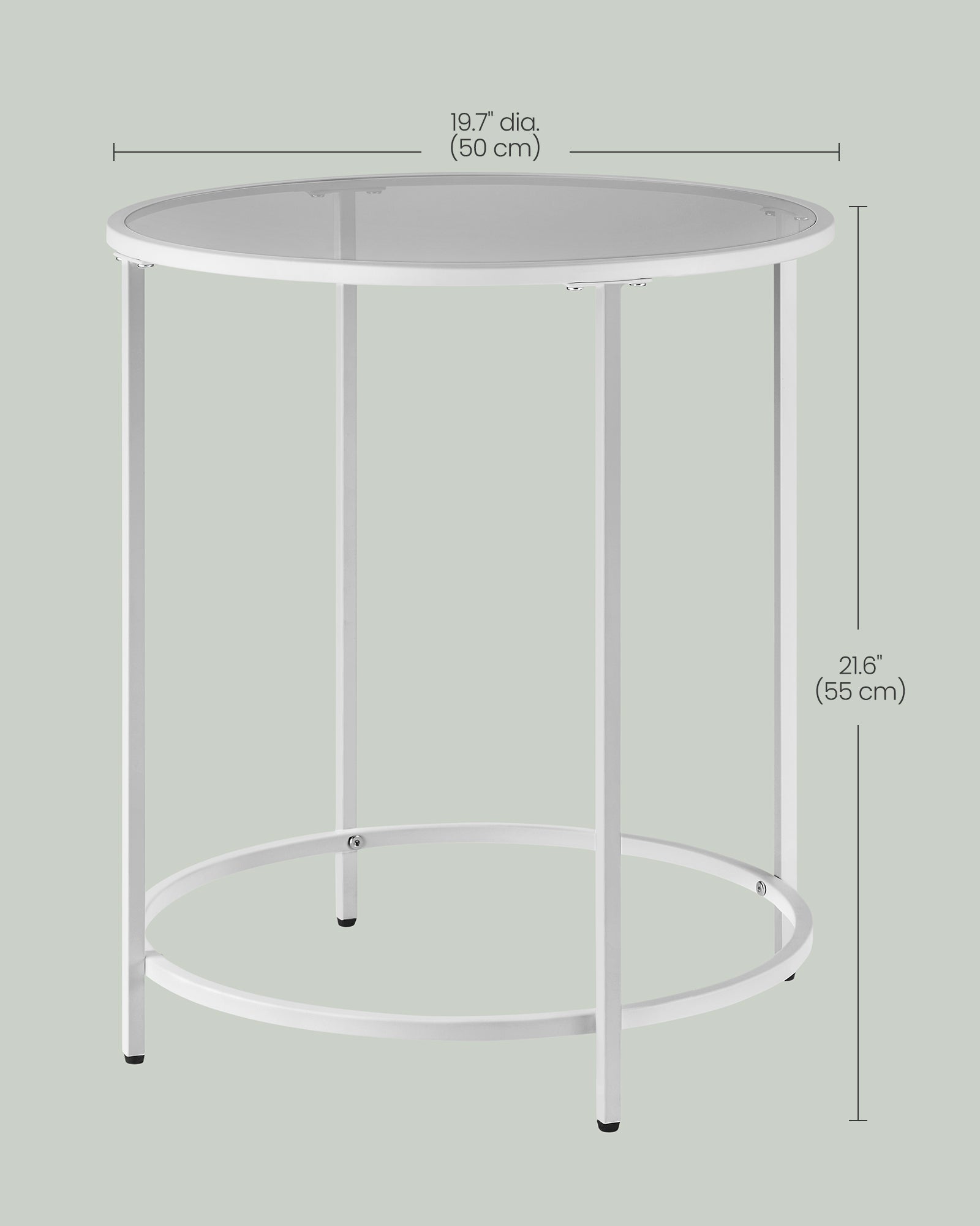 Round Side Table - Tempered Glass - Steel Frame