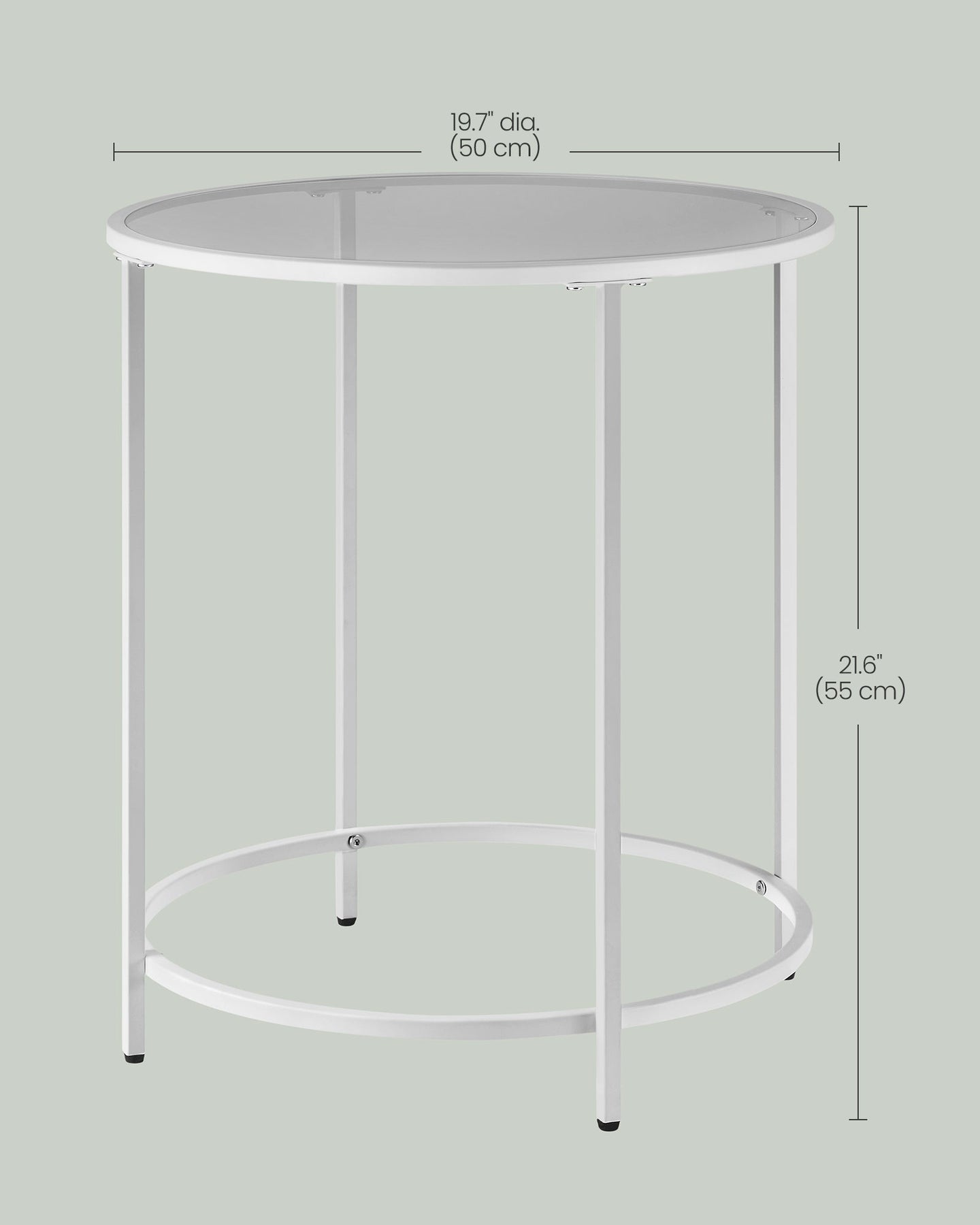 Round Side Table - Tempered Glass - Steel Frame