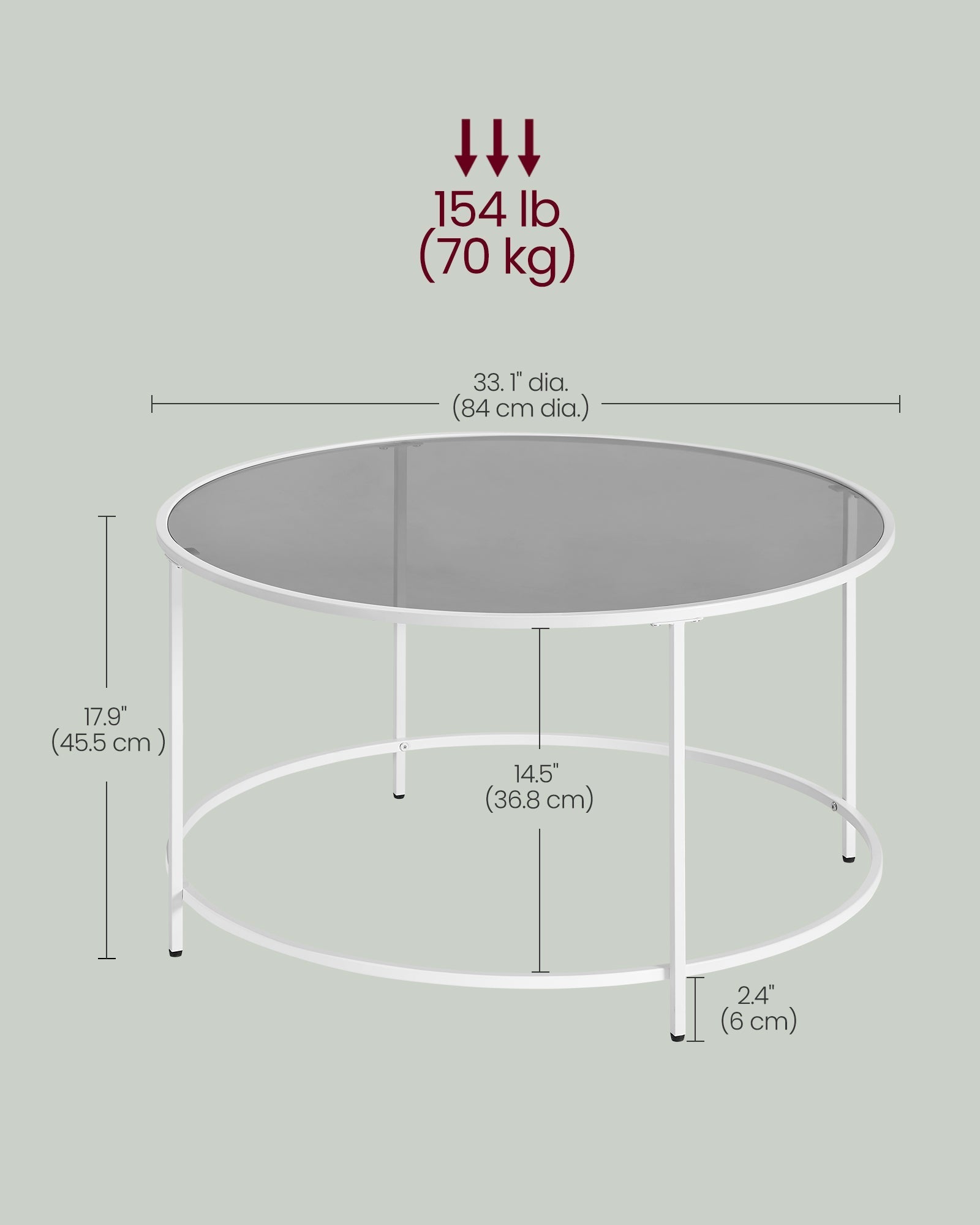 Round Coffee Table - Tempered Glass - Gold - Stable Metal Frame