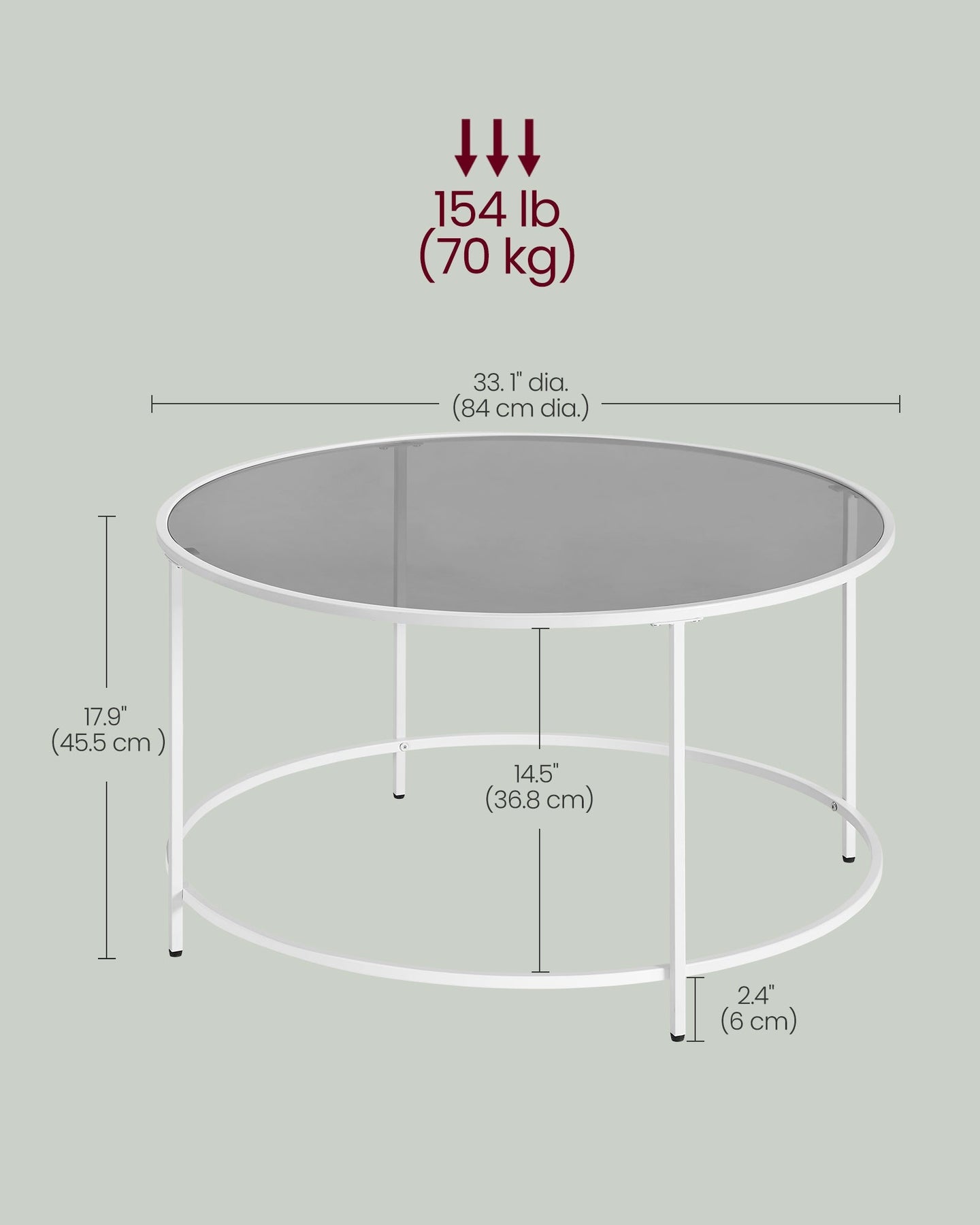 Round Coffee Table - Tempered Glass - Gold - Stable Metal Frame