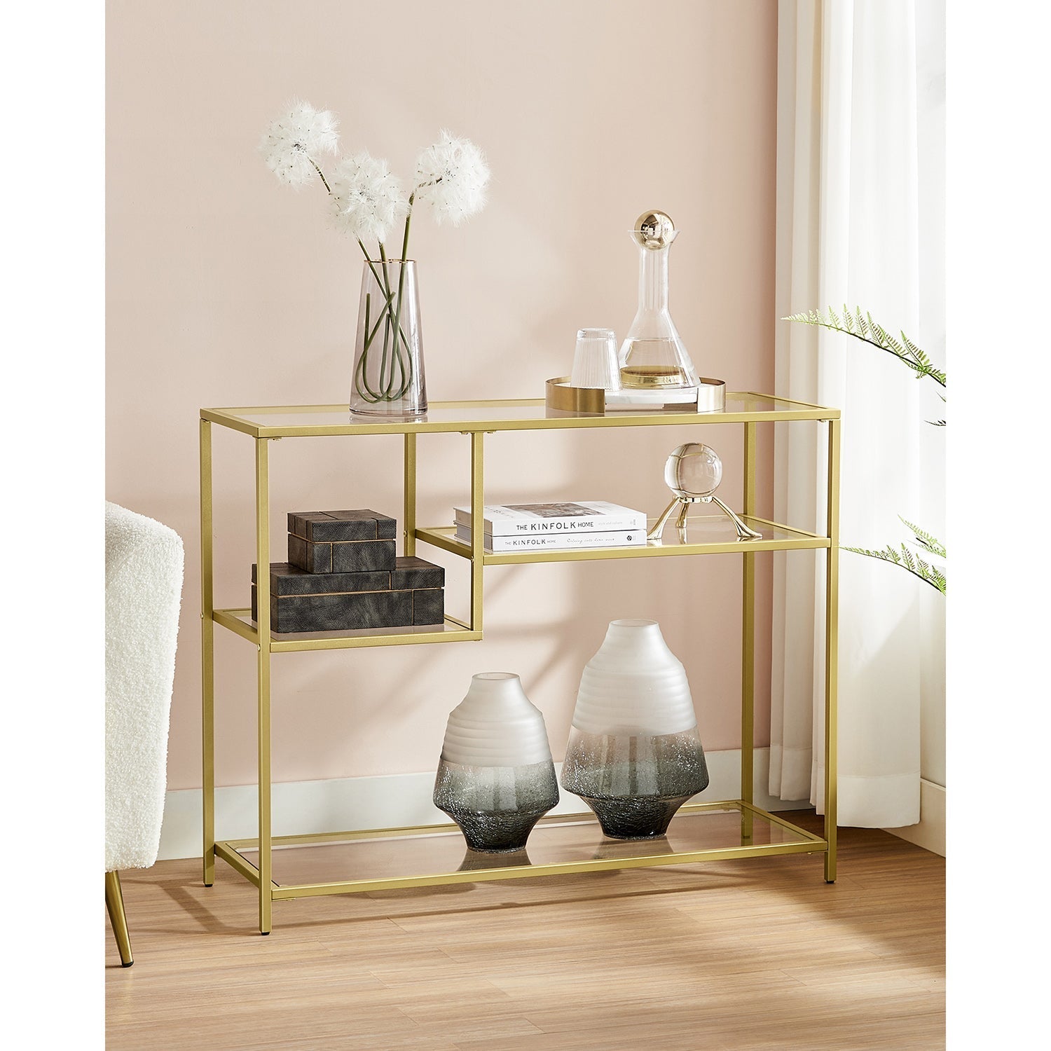 Console Table - Tempered Glass - Gold