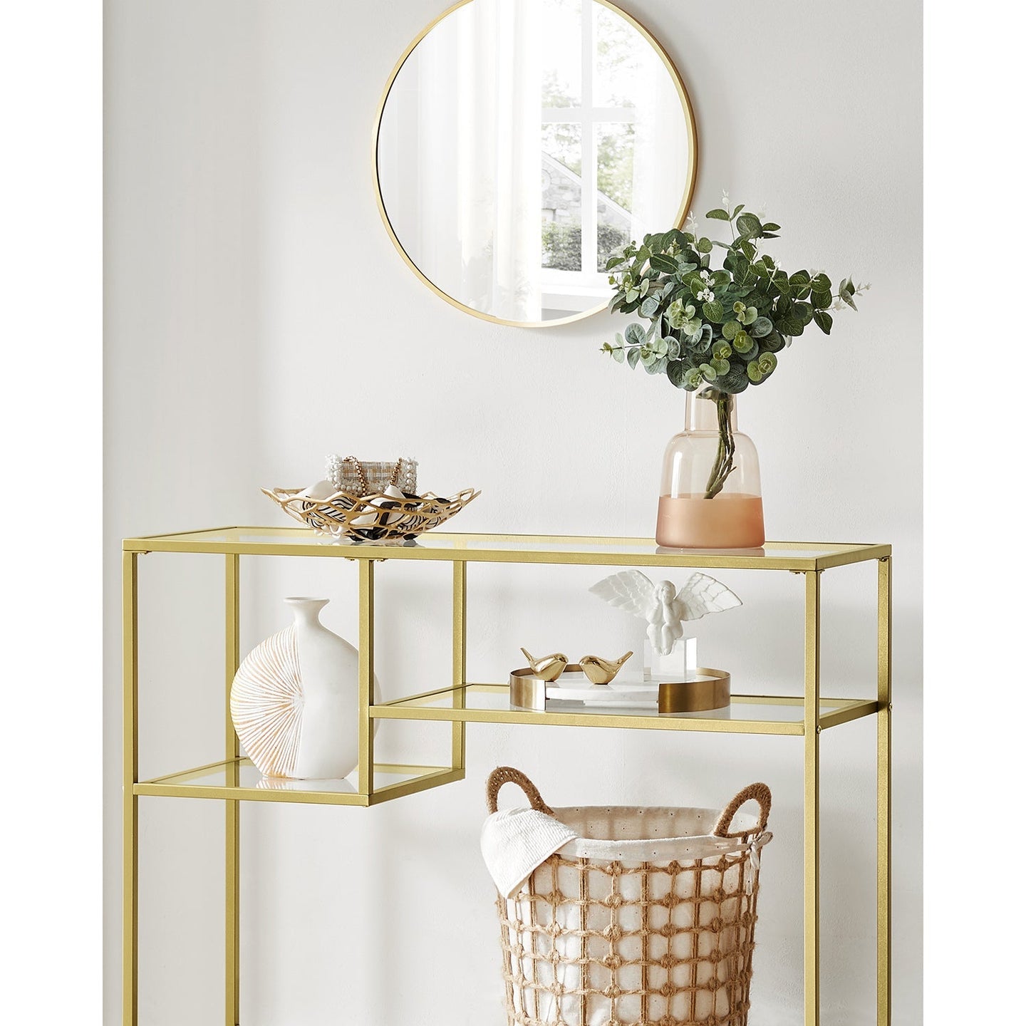 Console Table - Tempered Glass - Gold