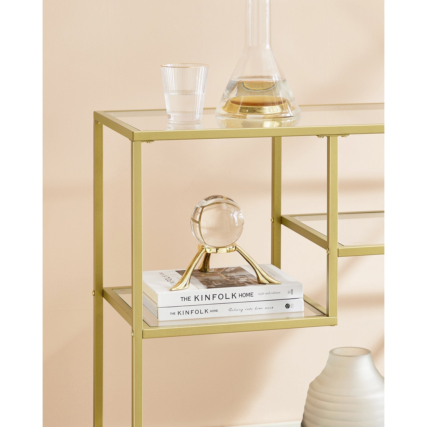 Console Table - Tempered Glass - Gold