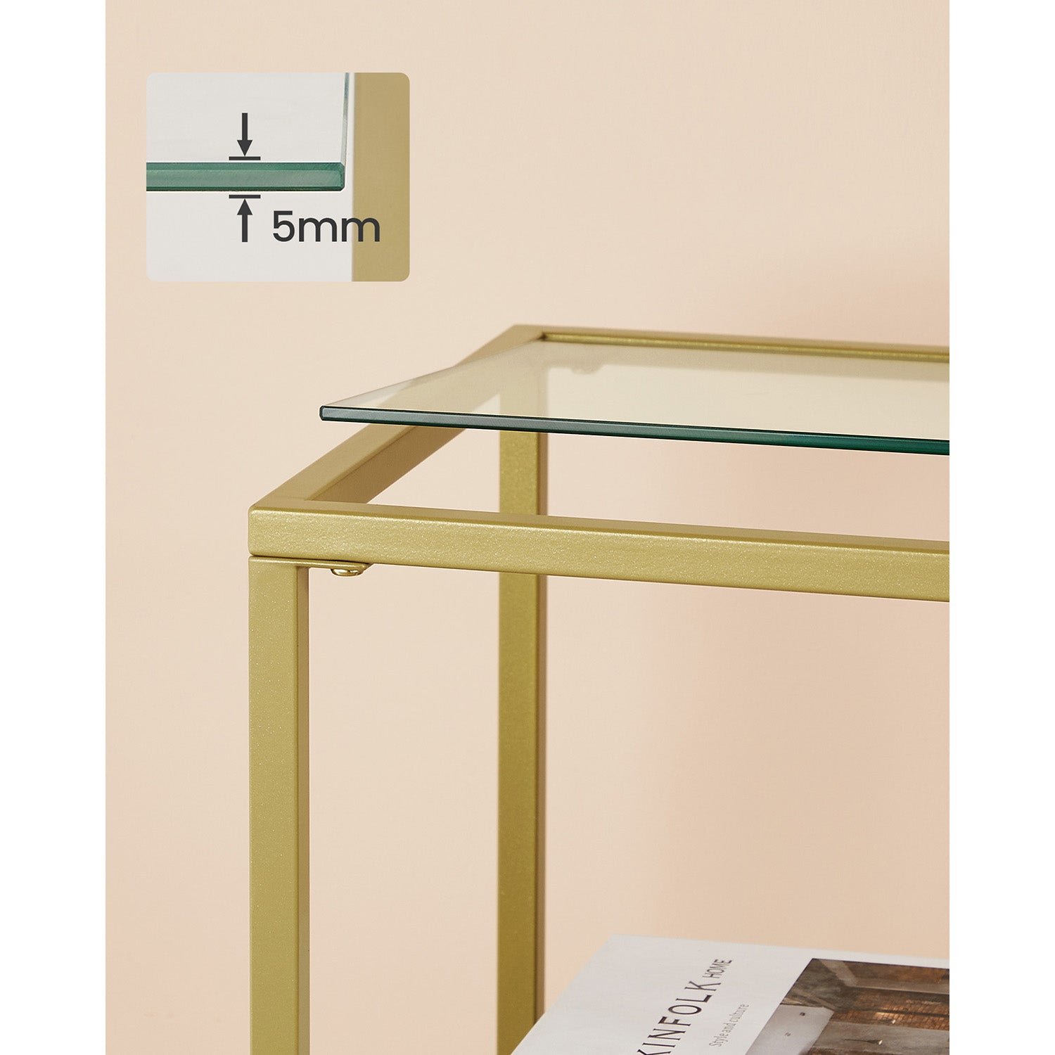 Console Table - Tempered Glass - Gold