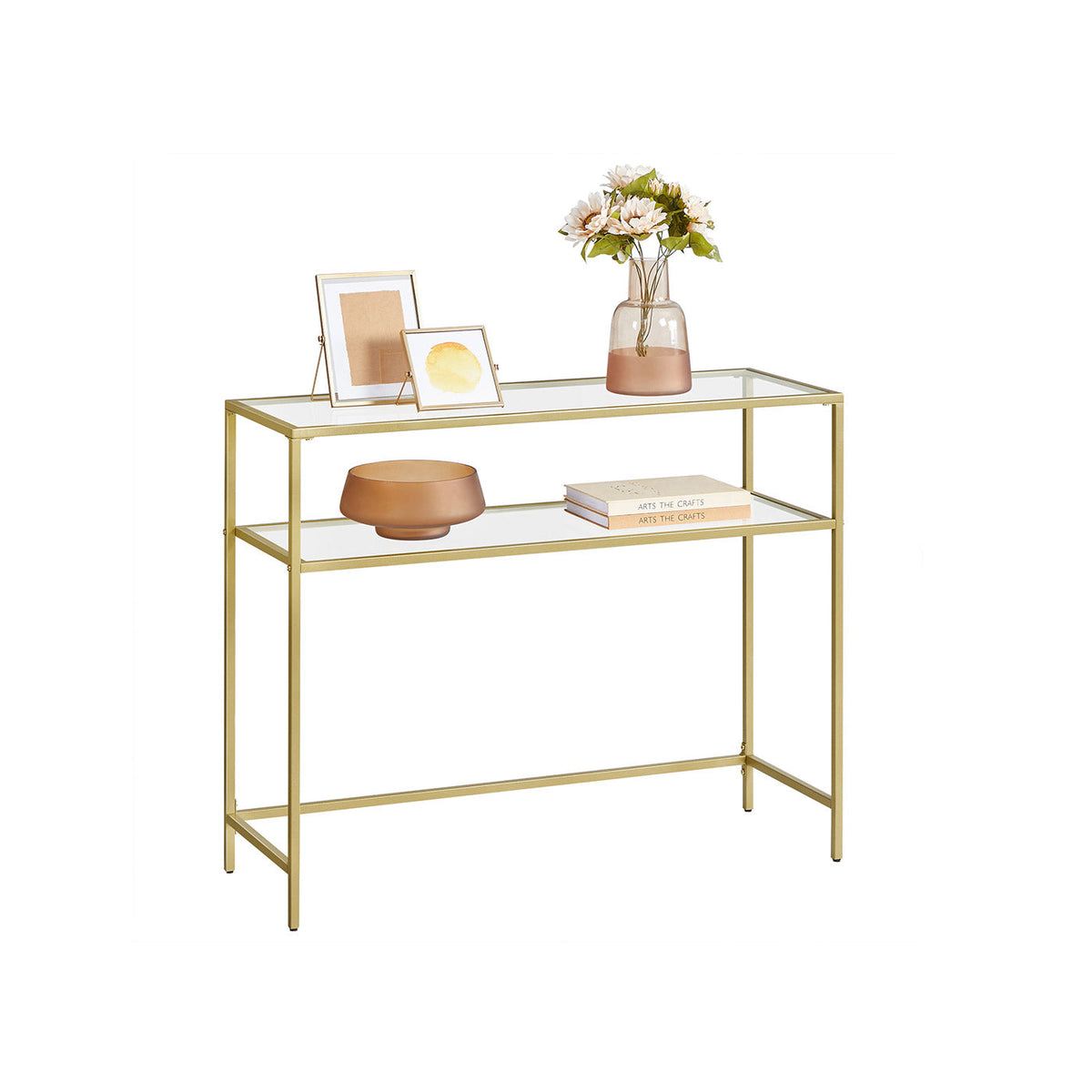 Console Table - Tempered Glass - Gold