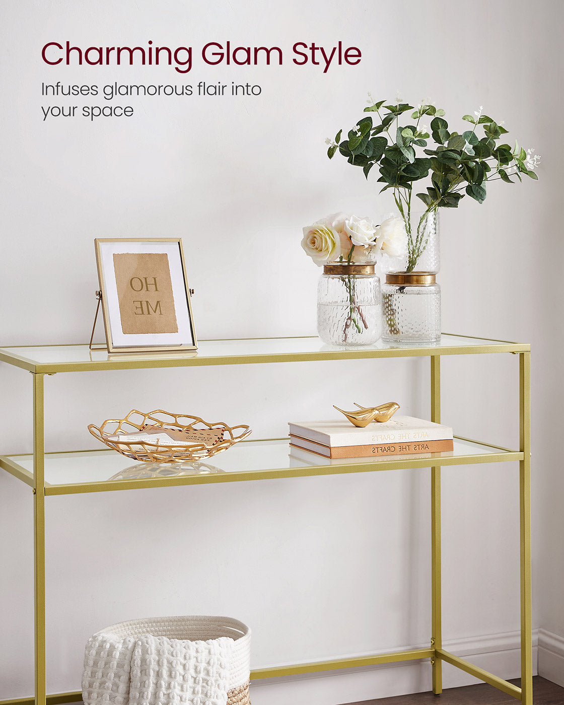 Console Table - Tempered Glass - Gold