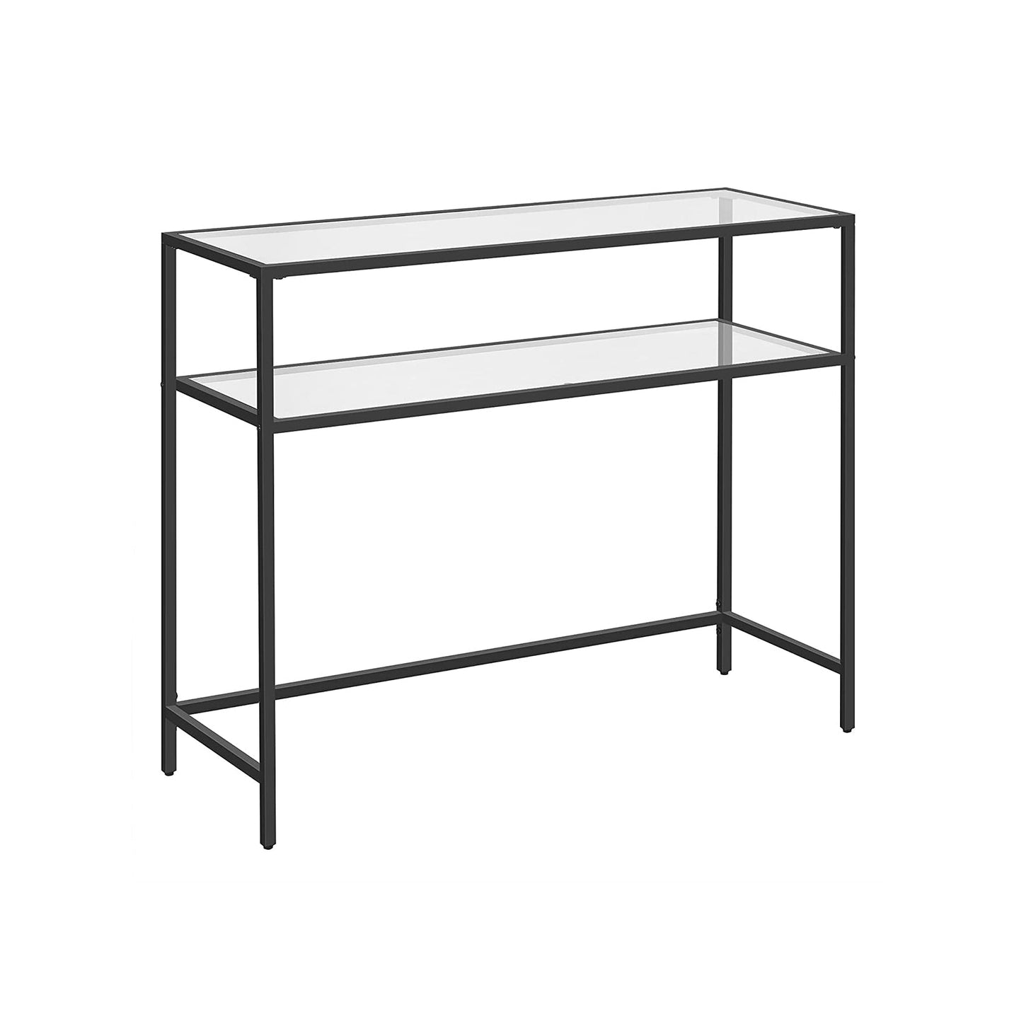 Console Table - Tempered Glass - Gold - Adjustable Feet for Stability