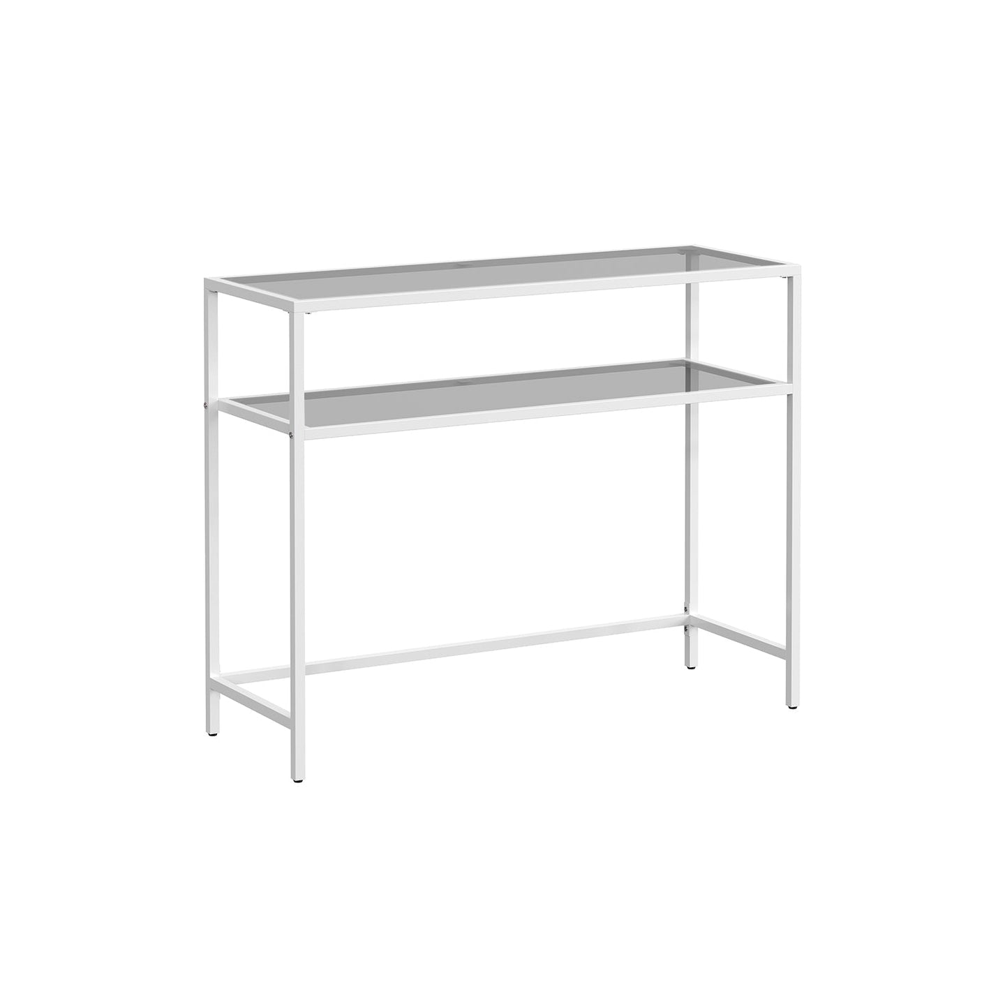 Console Table - Tempered Glass - Gold - Adjustable Legs and Two Shelves