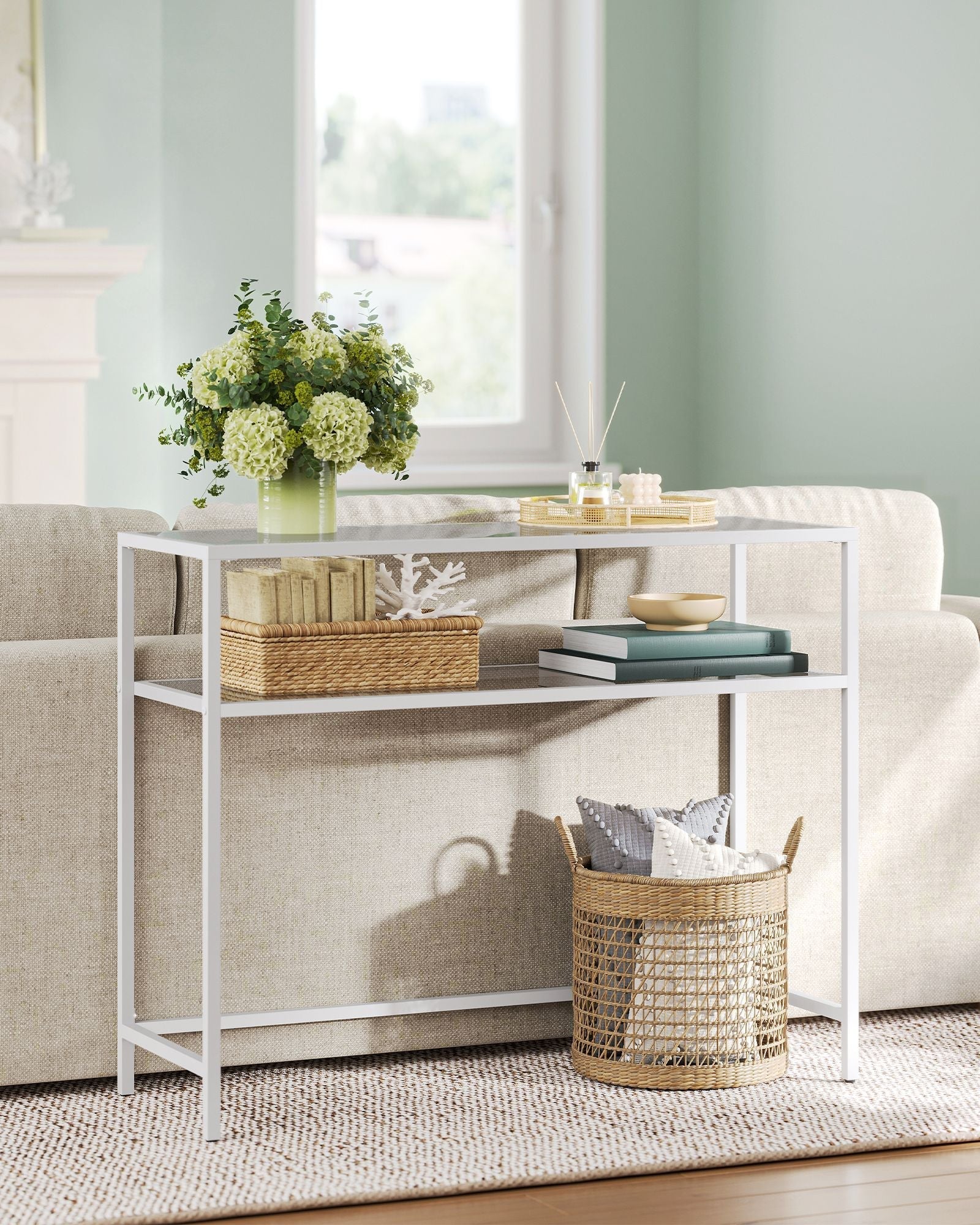 Console Table - Tempered Glass - Gold