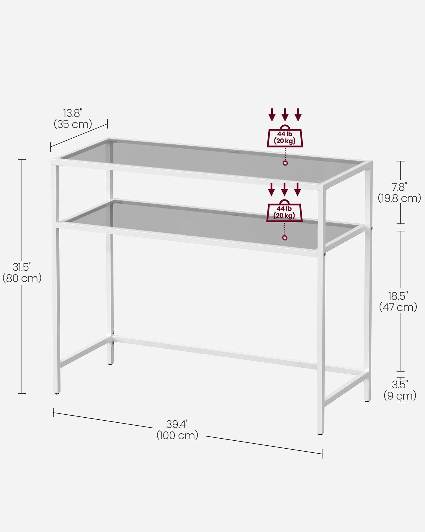 Console Table - Tempered Glass - Gold