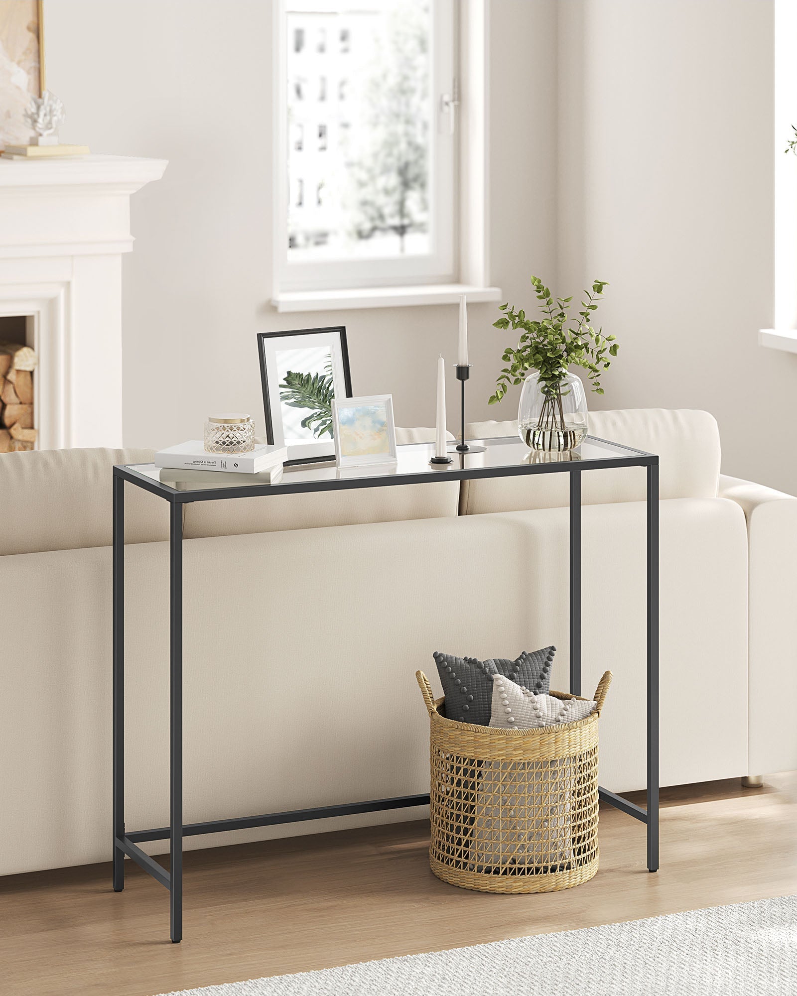 Console Table - Tempered Glass - Golden
