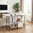 Hallway Table - Tempered Glass - Pearl Black - 3 Shelves