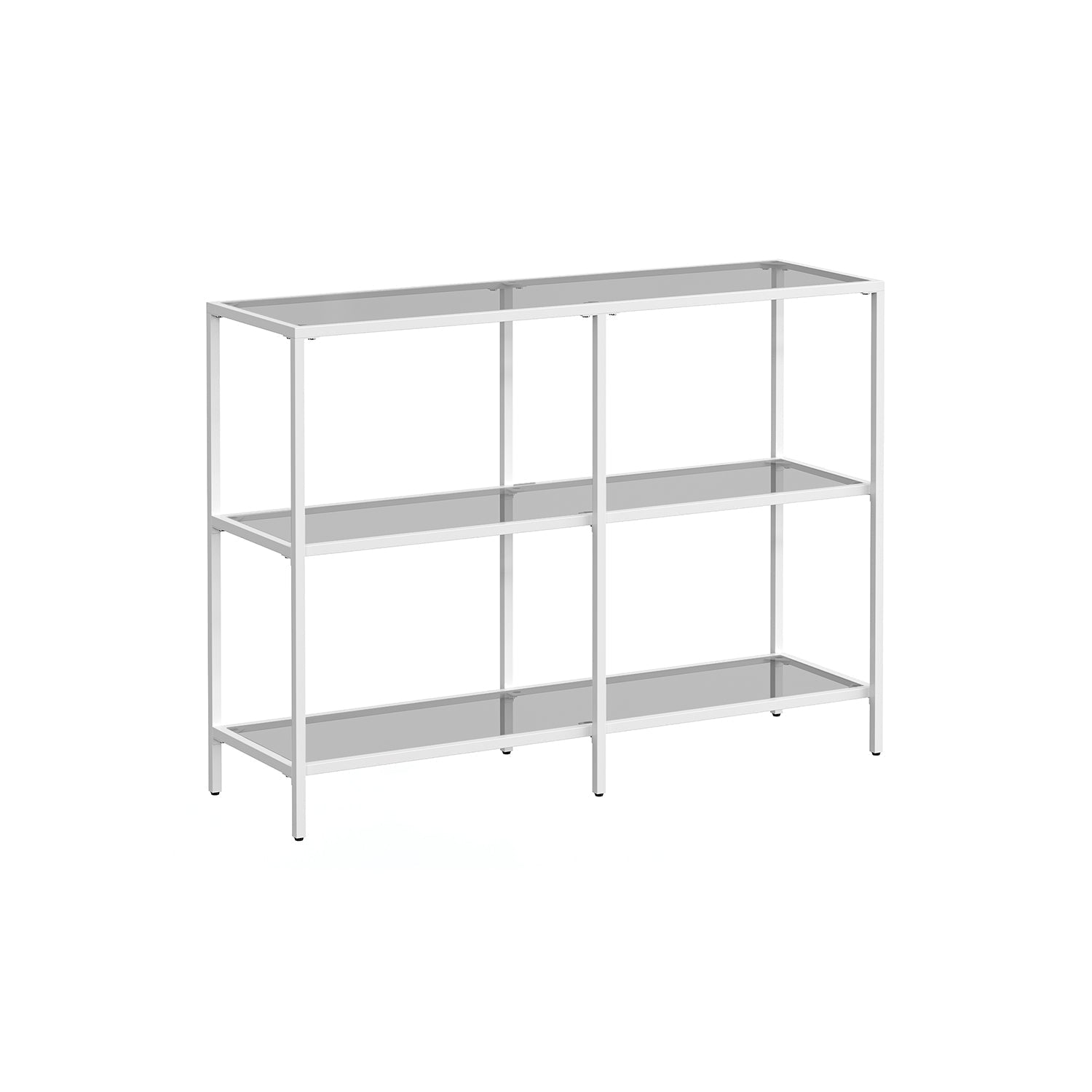 Console Table - 3 Shelves - Metal Frame - Pearl White - Compact and Lightweight