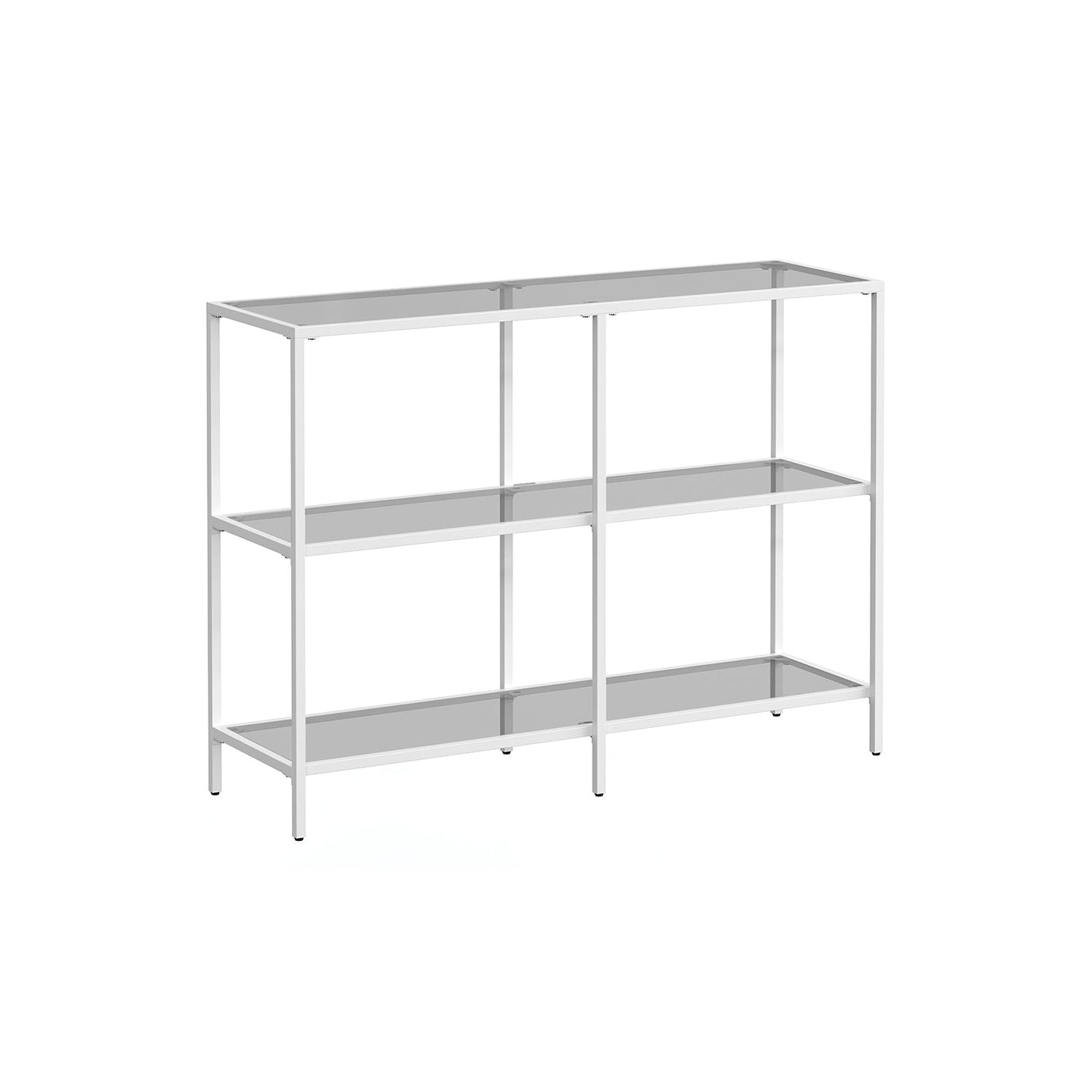 Console Table - 3 Shelves - Metal Frame - Pearl White - Compact and Lightweight