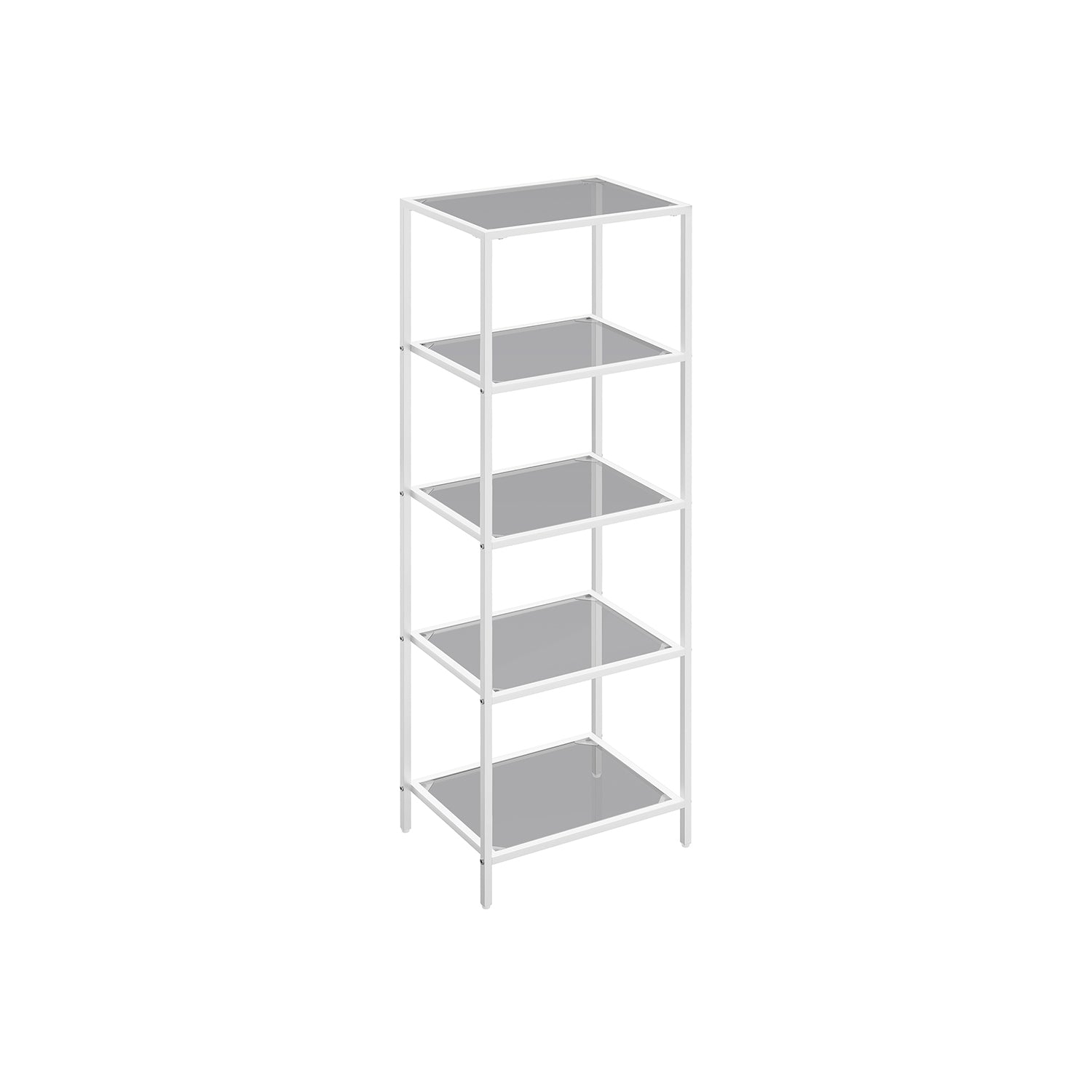 5-Tier Shelf - Tempered Glass - Pearl White - Versatile Storage Rack