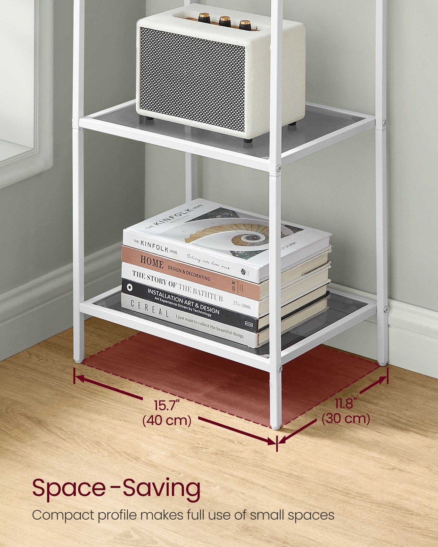 5-Tier Shelf - Tempered Glass - Pearl White - Versatile Storage Rack