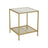 Square Side Table - Tempered Glass - Gold and Transparent - 2-Tier Design with Mesh Shelf