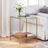 Square Side Table - Tempered Glass - Gold and Transparent - 2-Tier Design with Mesh Shelf