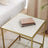 Square Side Table - Tempered Glass - Gold and Transparent - 2-Tier Design with Mesh Shelf