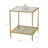 Square Side Table - Tempered Glass - Gold and Transparent - 2-Tier Design with Mesh Shelf