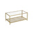 Coffee Table - Tempered Glass - Transparent and Gold - Stable Steel Frame with Mesh Shelf