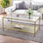 Coffee Table - Tempered Glass - Transparent and Gold - Stable Steel Frame with Mesh Shelf