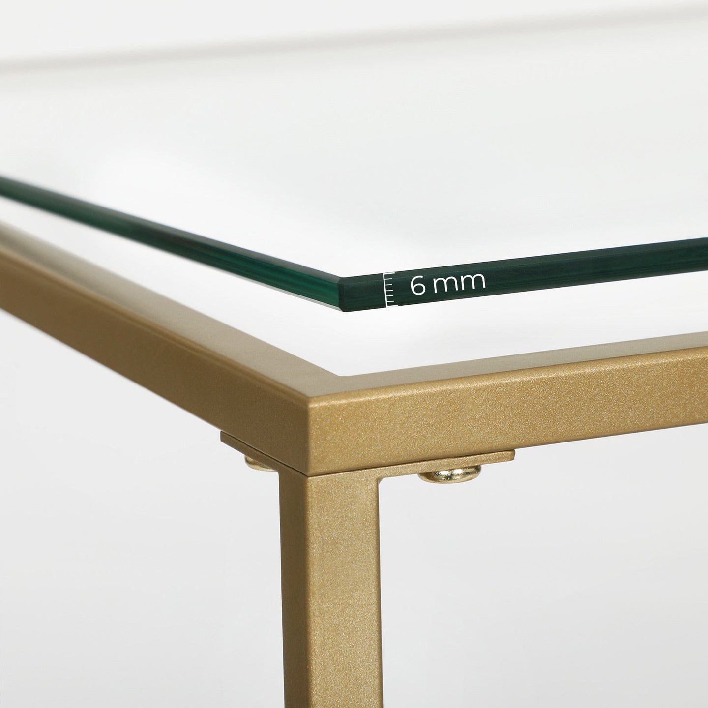 Coffee Table - Tempered Glass - Transparent and Gold - Stable Steel Frame with Mesh Shelf