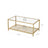 Coffee Table - Tempered Glass - Transparent and Gold - Stable Steel Frame with Mesh Shelf