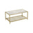 Coffee Table - Tempered Glass - Gold and Transparent - With Mesh Shelf and Stable Steel Frame